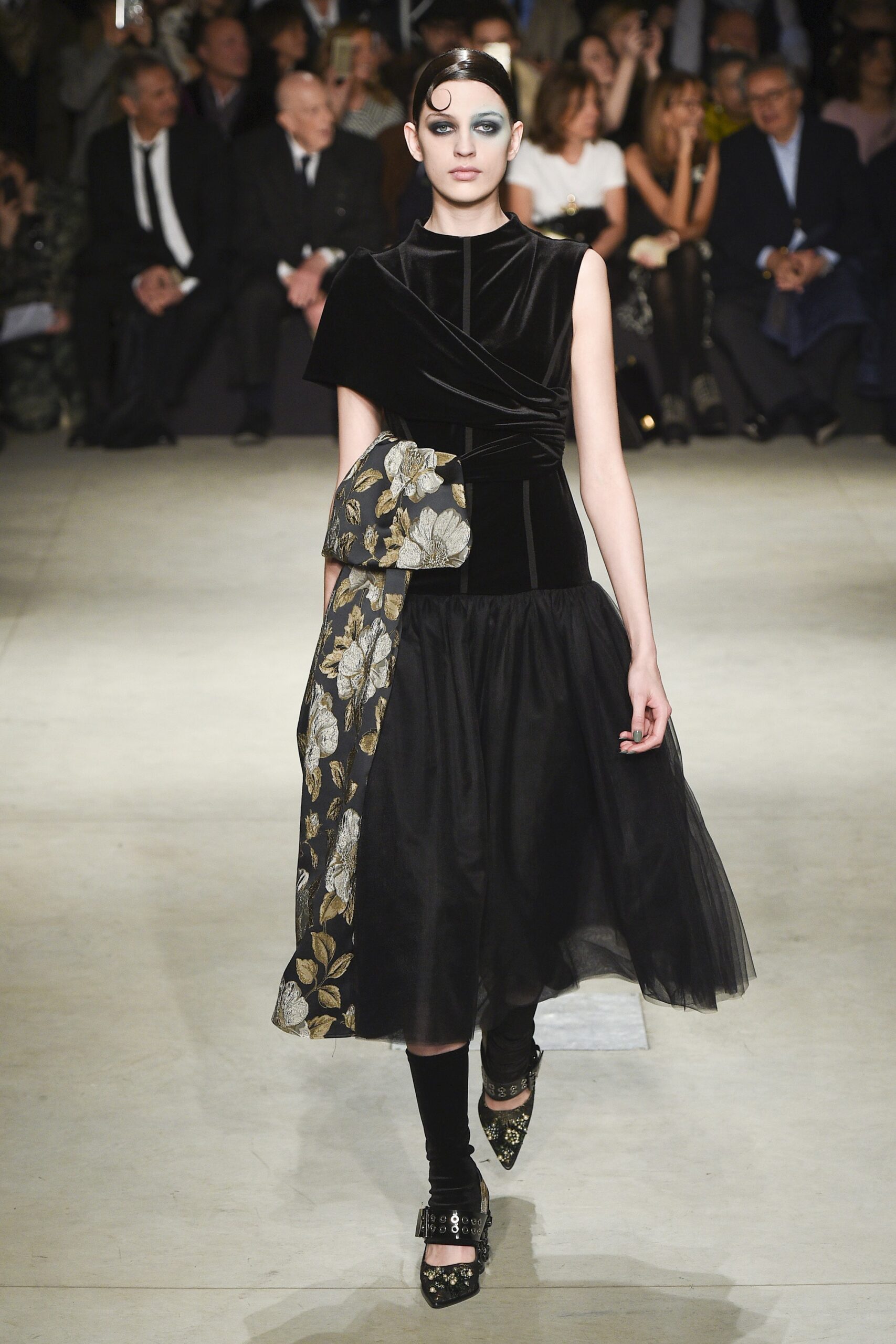 black silk structured embroidered bag