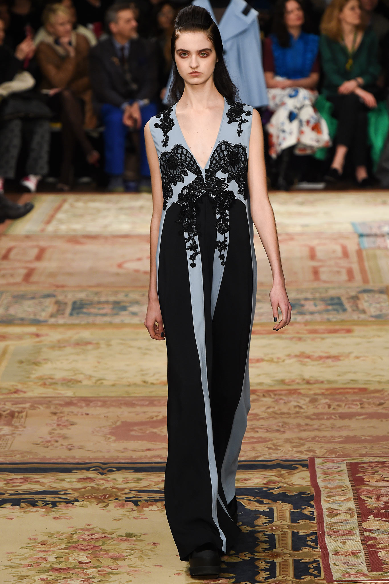 black and gray embellished gown