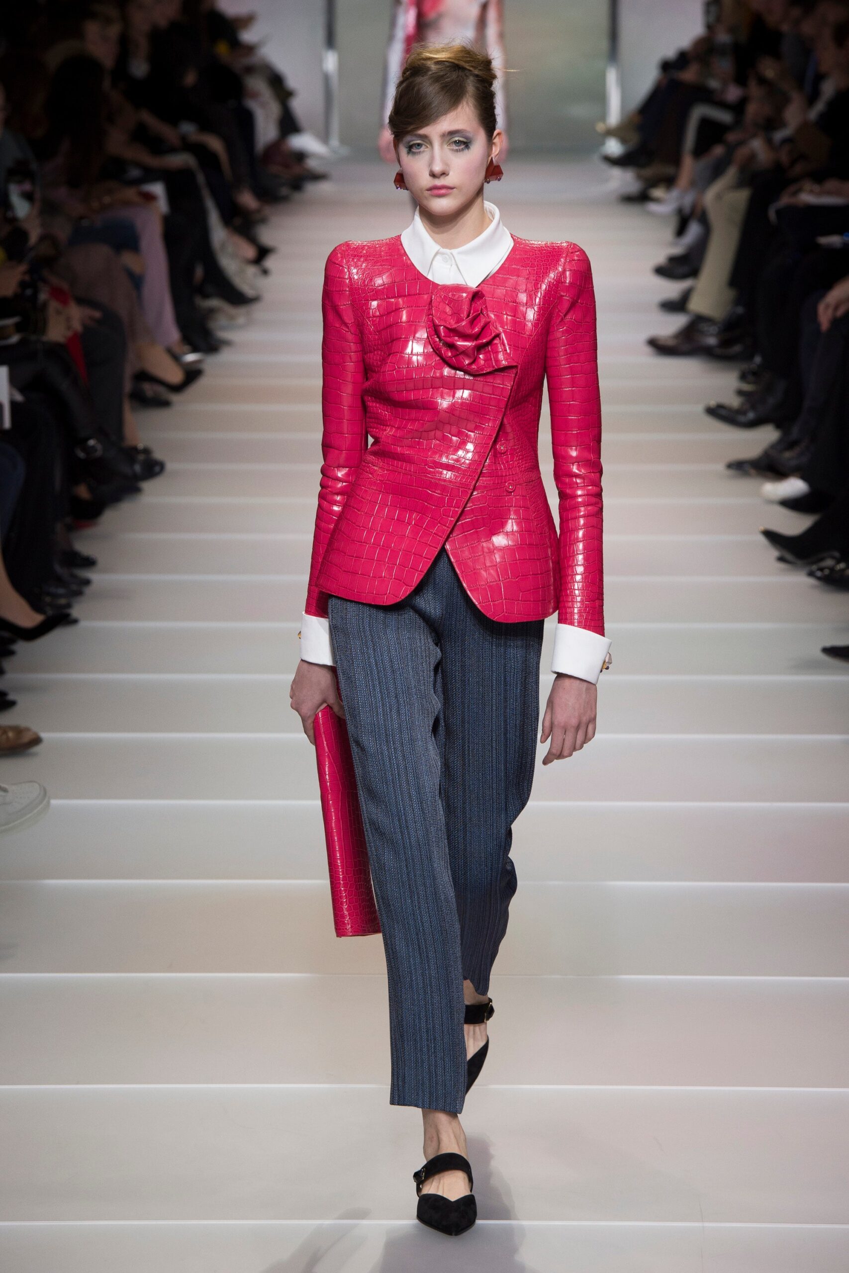 pink vinyl tailored blazer