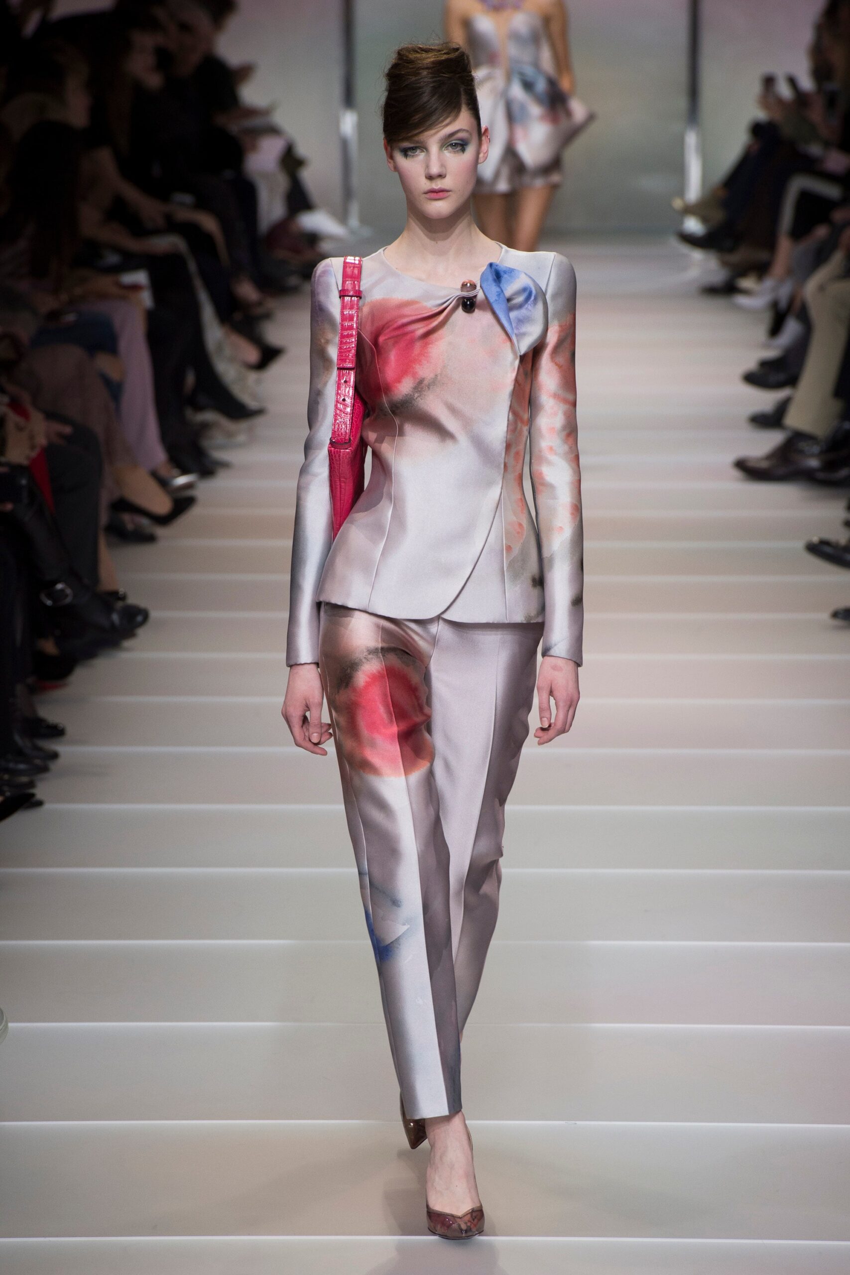 gray silk tailored suit