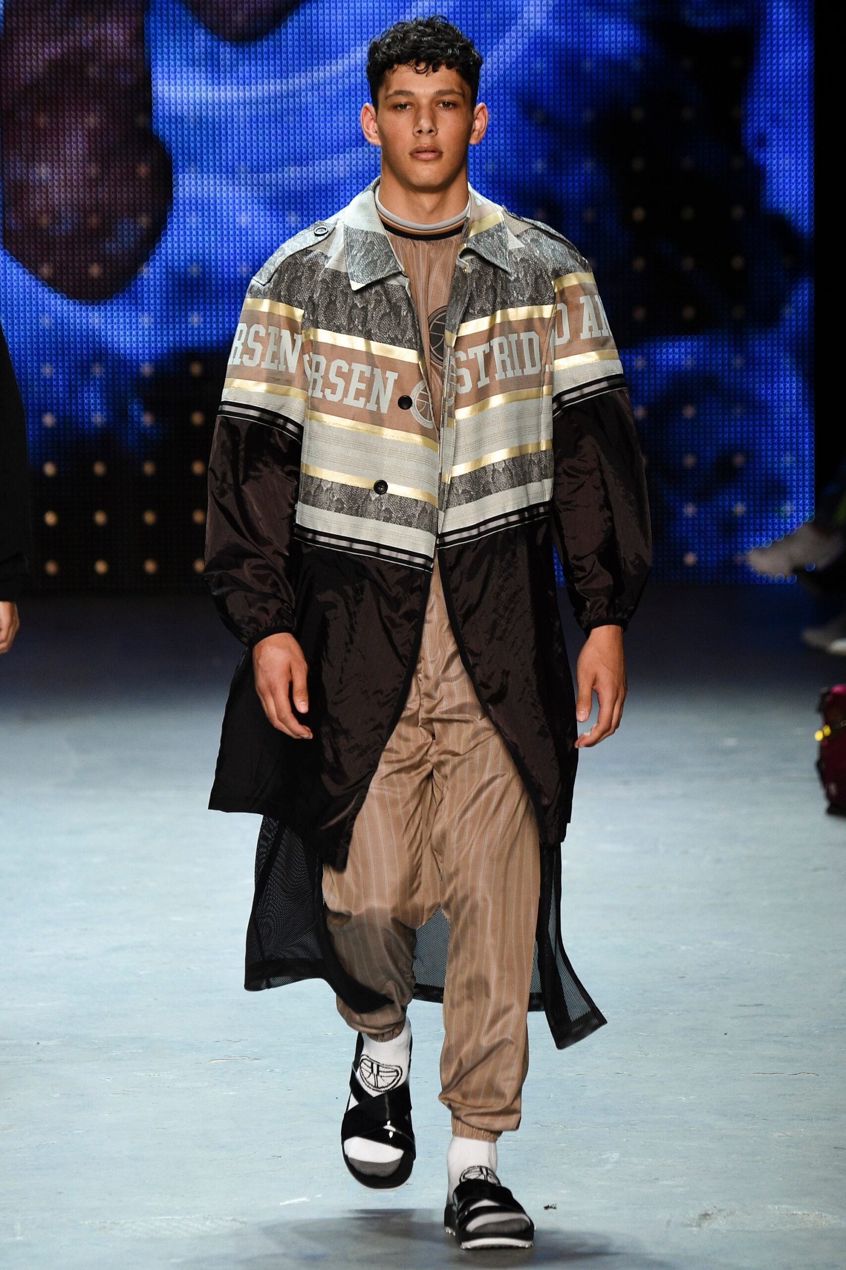black and gray color-blocked coat