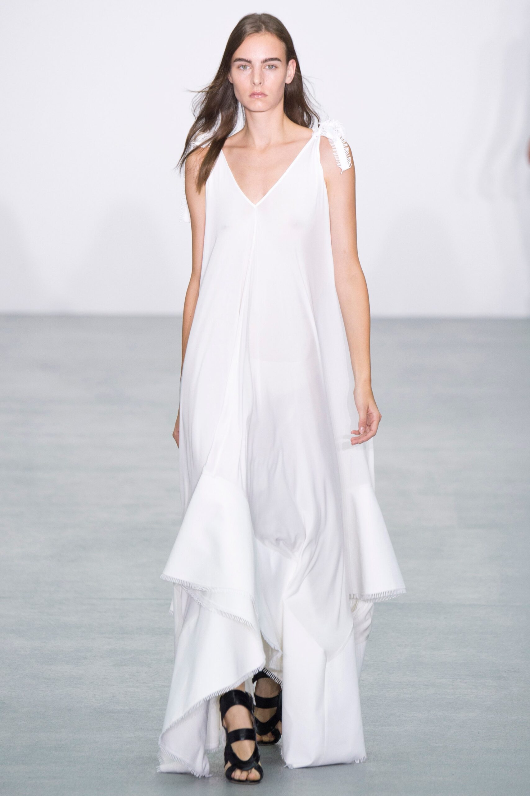 white silk sleeveless dress