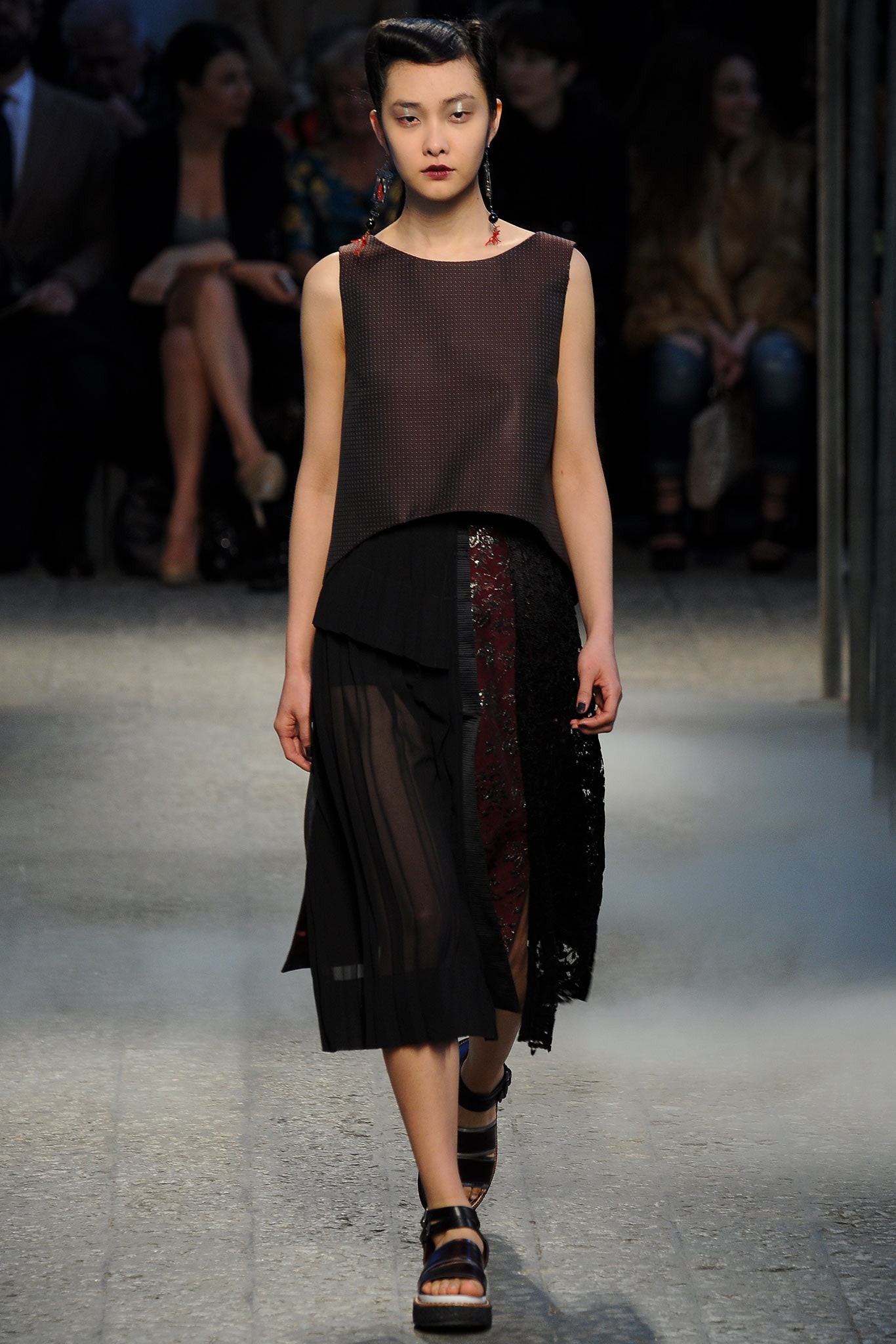 black and red layered midi dress