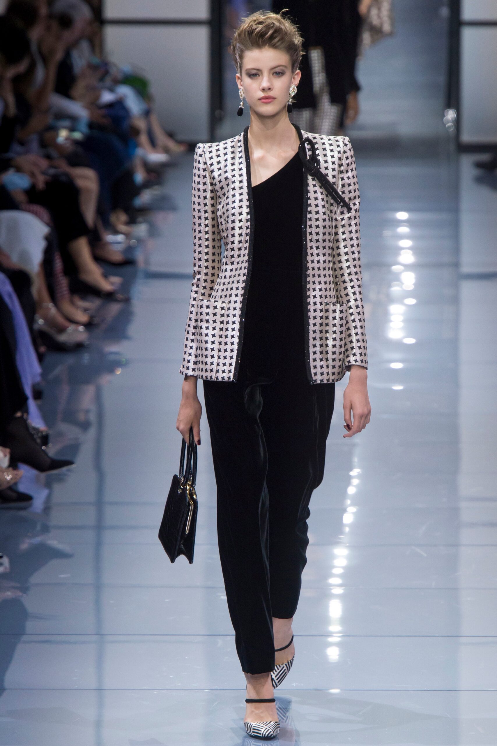 tailored black and white blazer