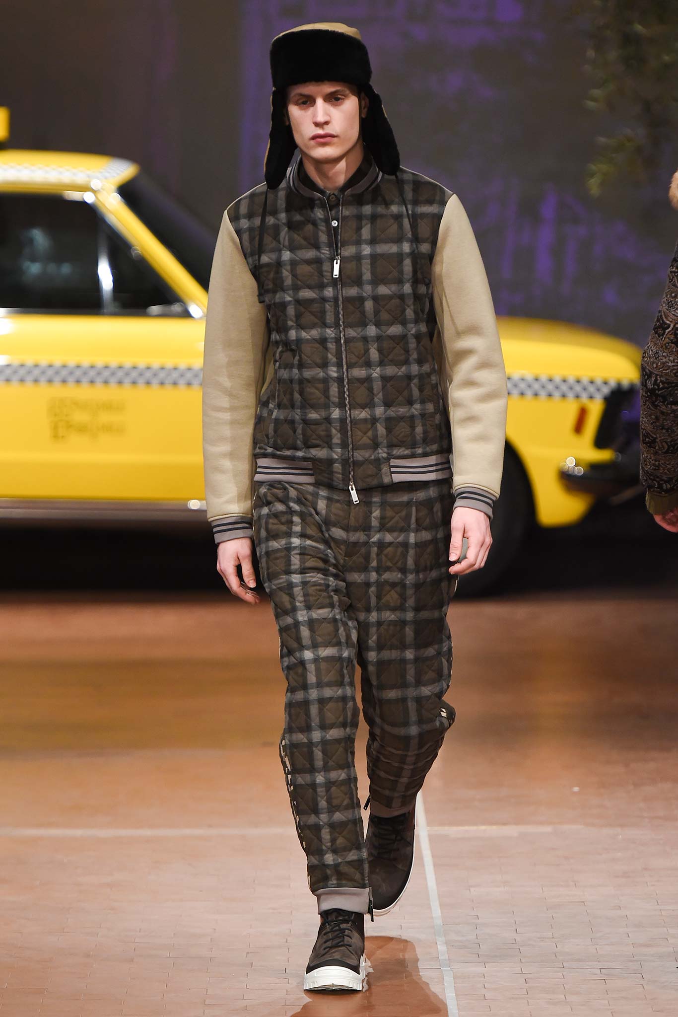 brown checked jacket and pants