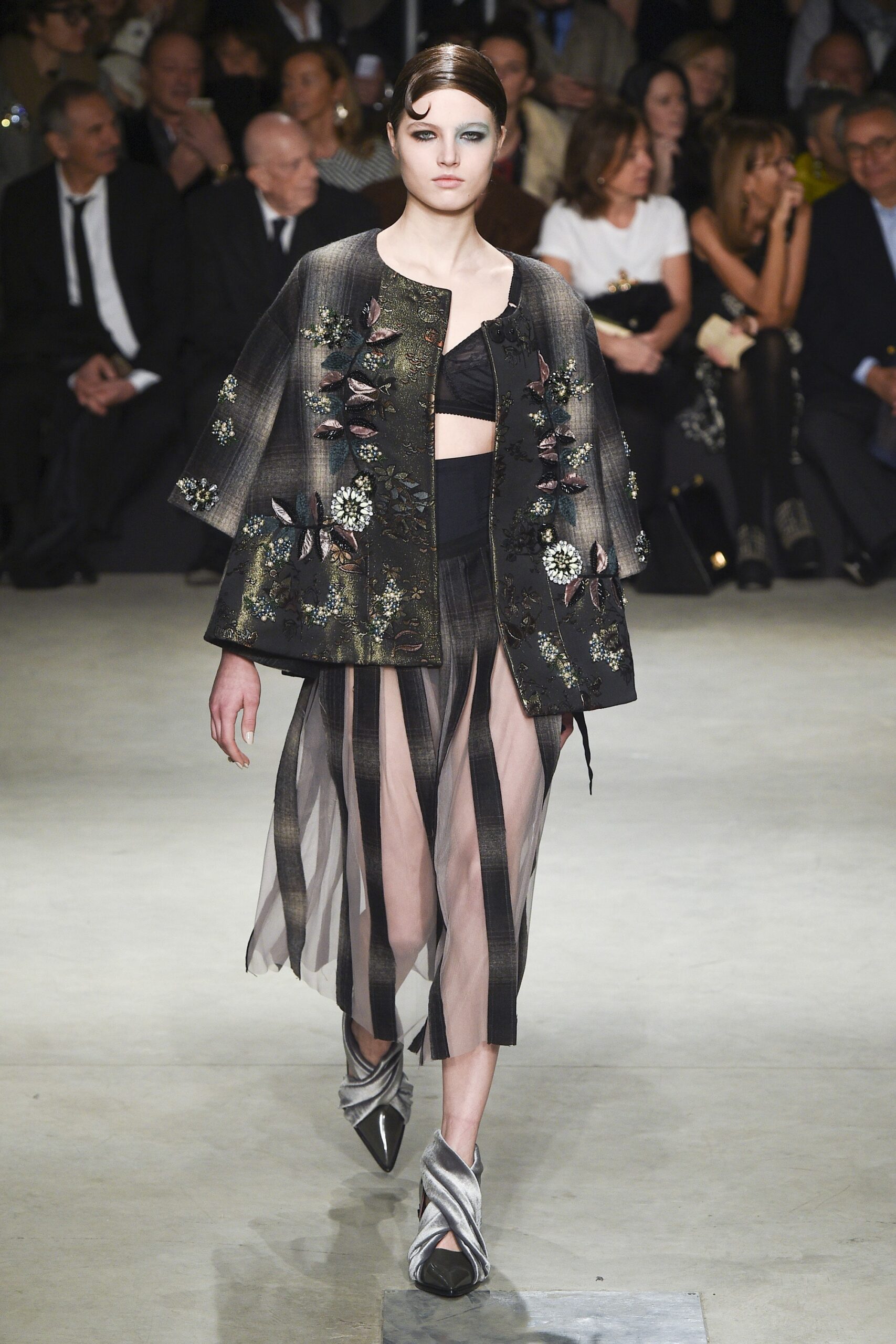 black silk embroidered cape