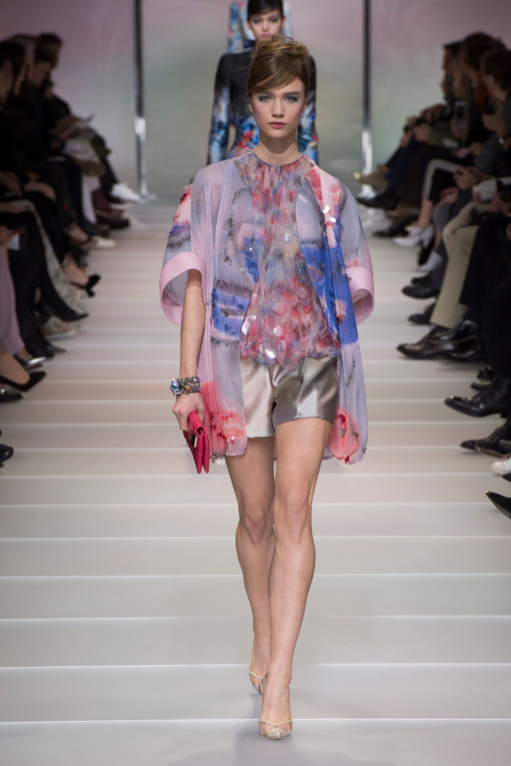 floral silk top with satin shorts