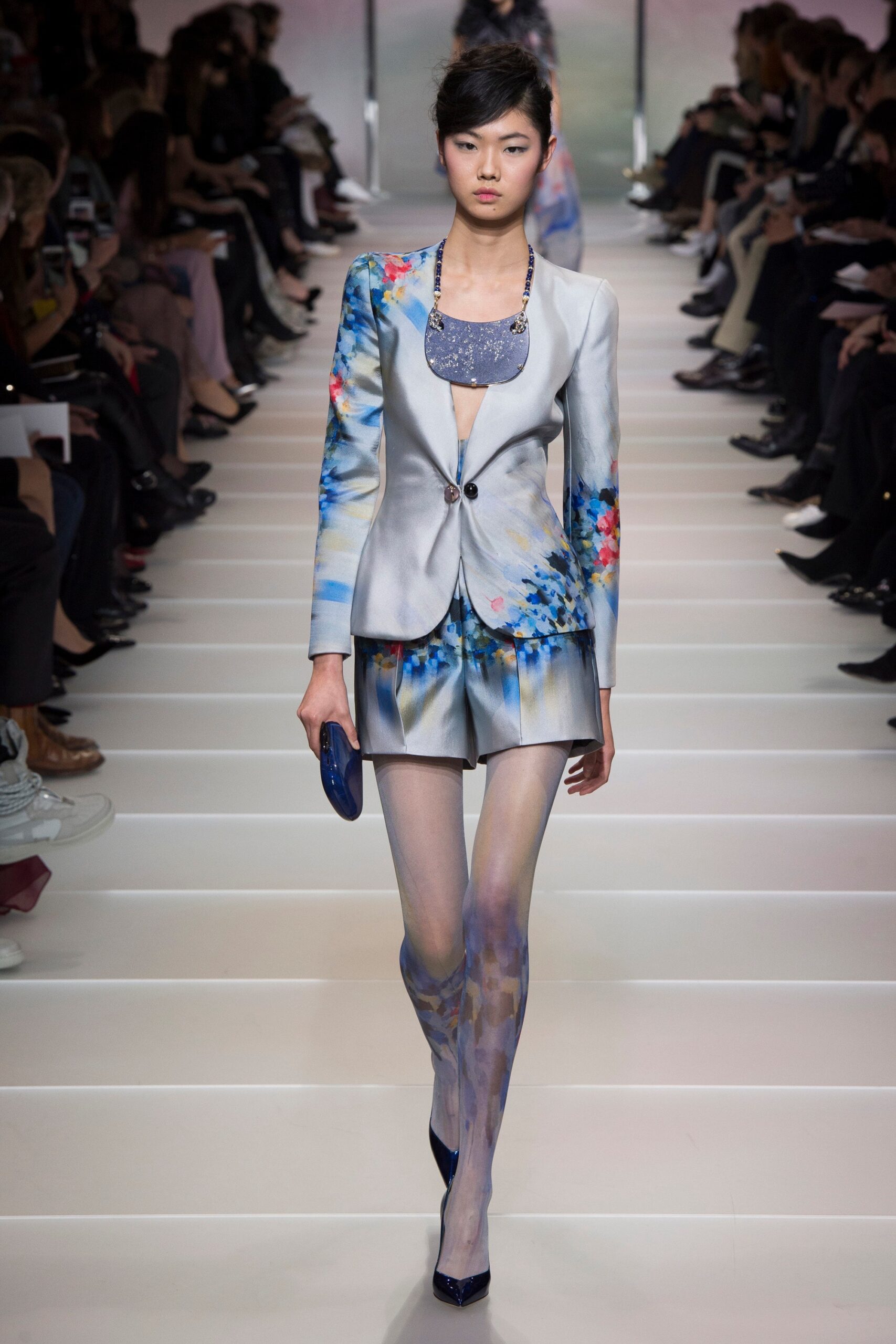 blue multi embroidered blazer