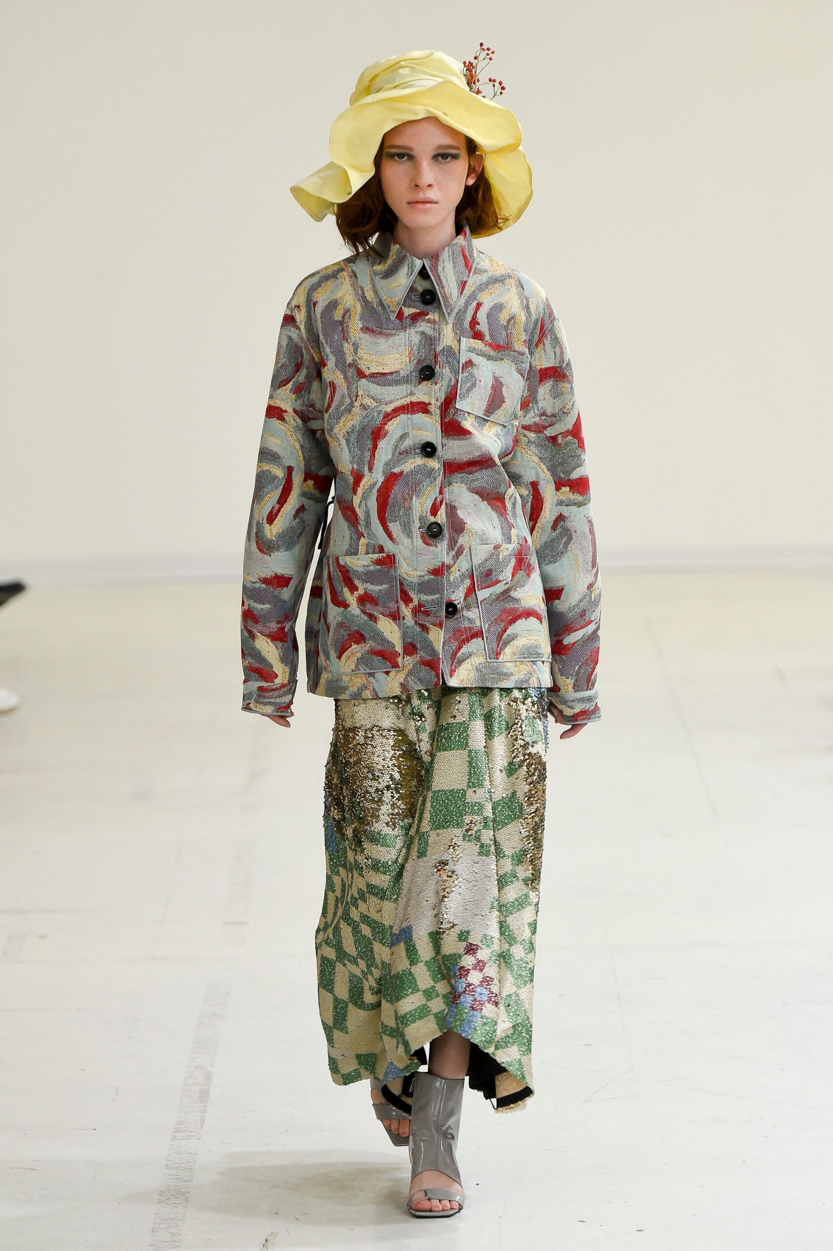 multi cotton long-sleeve collared relaxed printed jacket