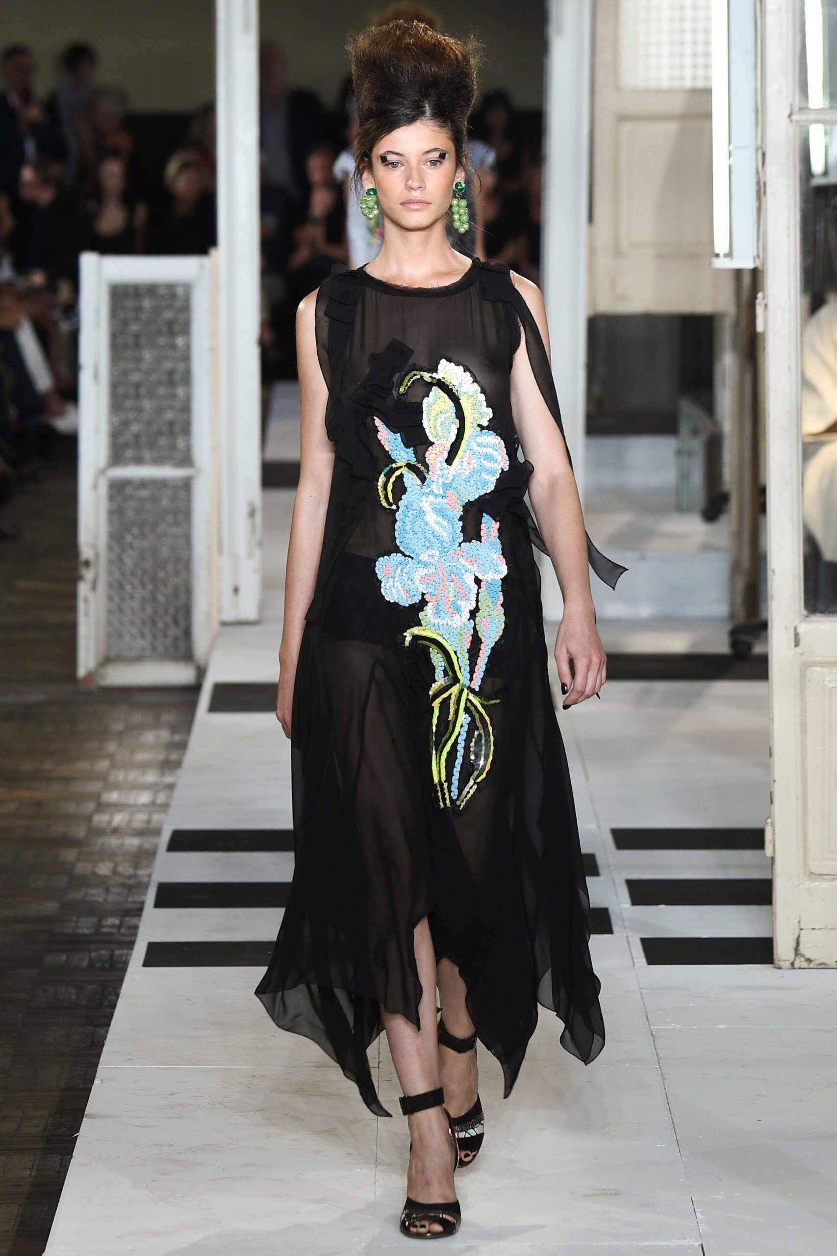 black silk sleeveless dress