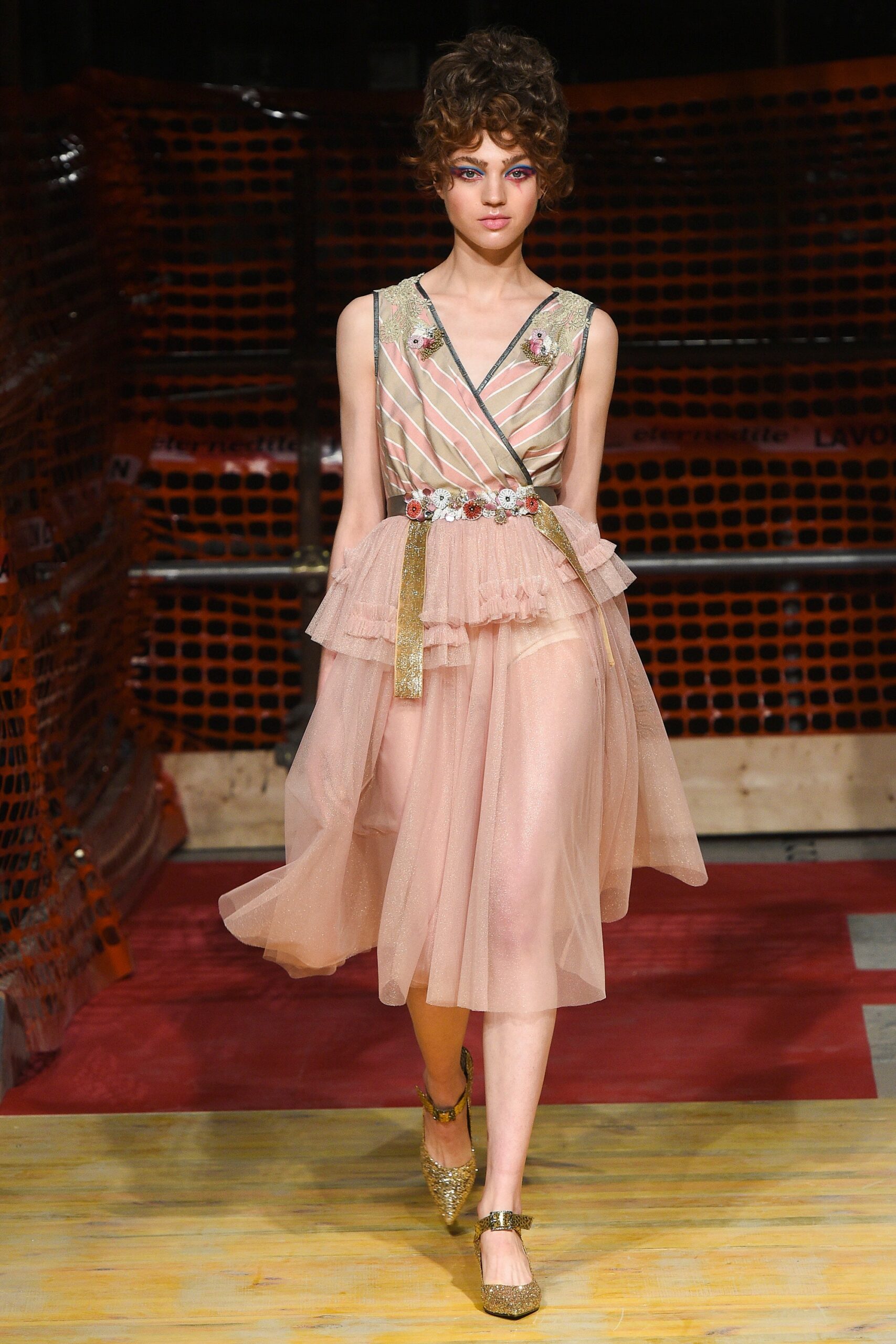 pink tulle sleeveless dress