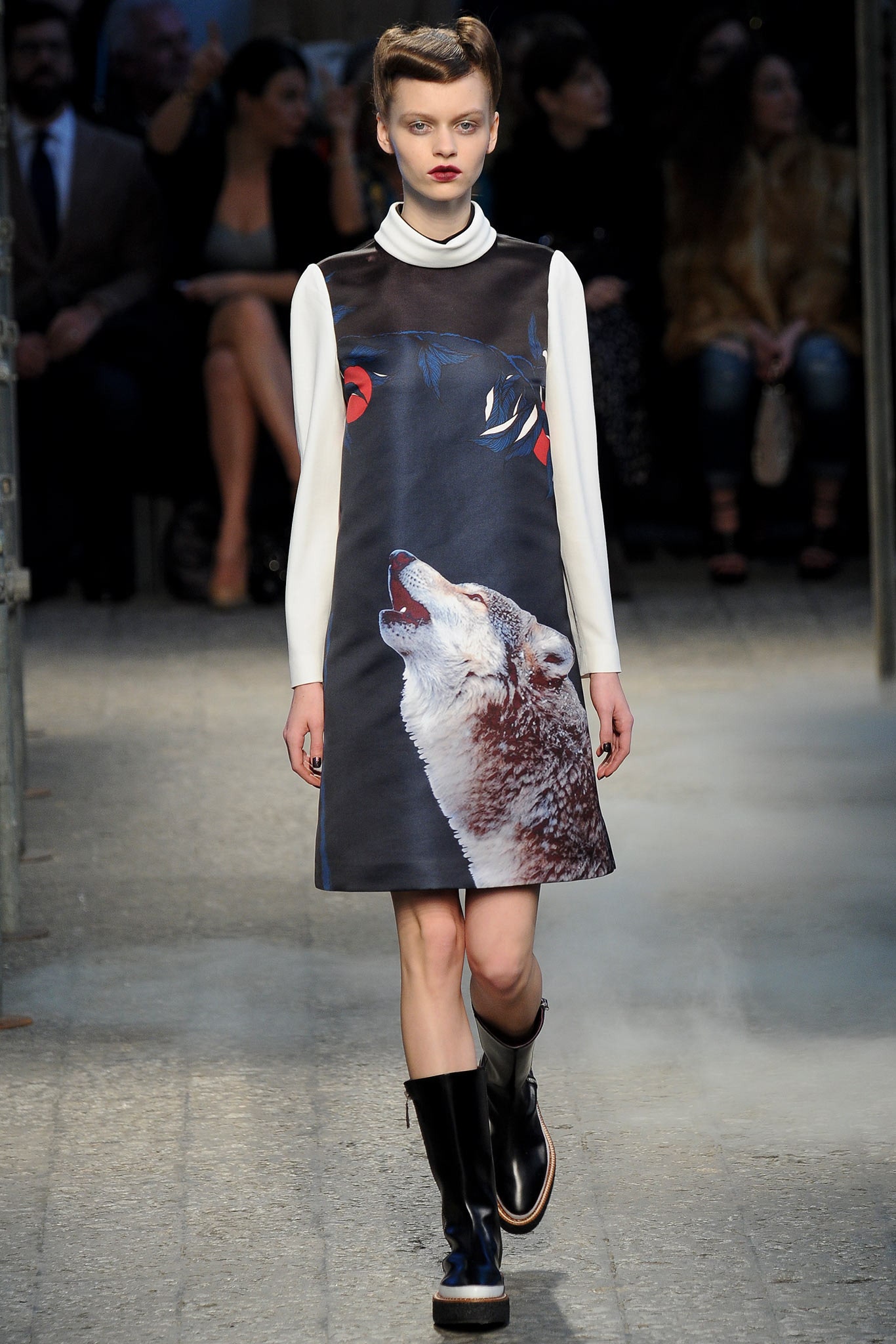 black and white printed mini dress