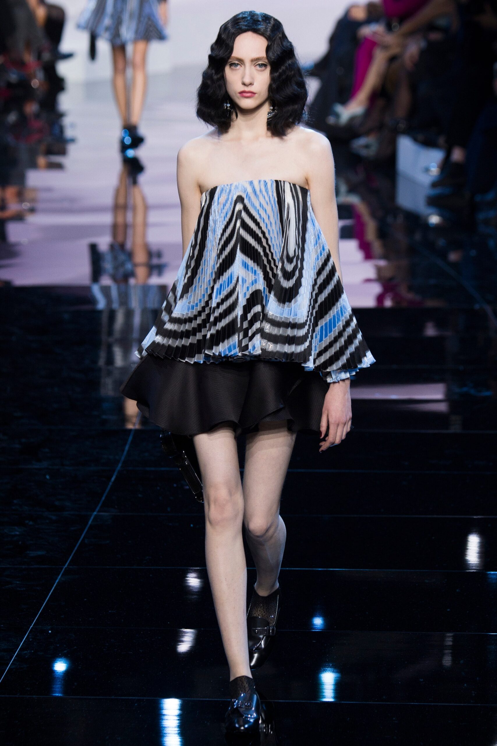pleated strapless layered dress