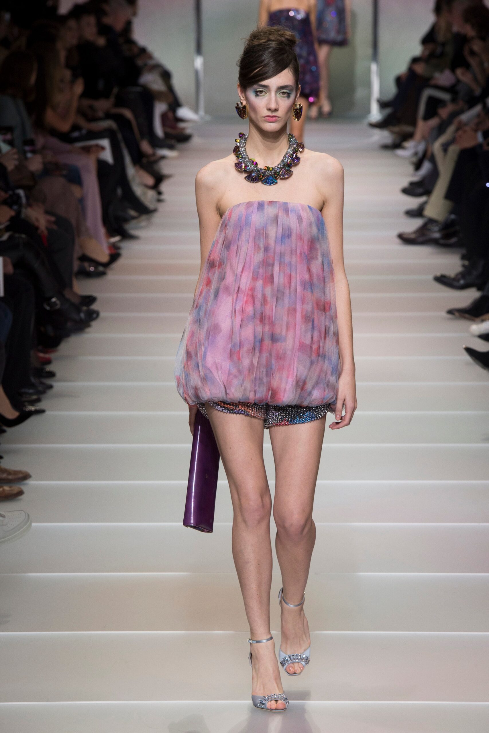 pink silk strapless top with shorts