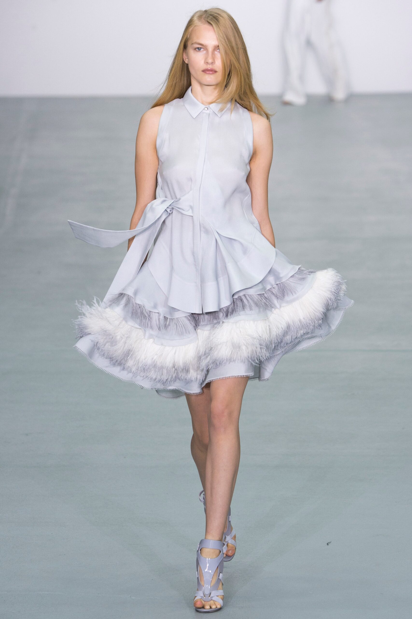 light blue ruffled mini dress
