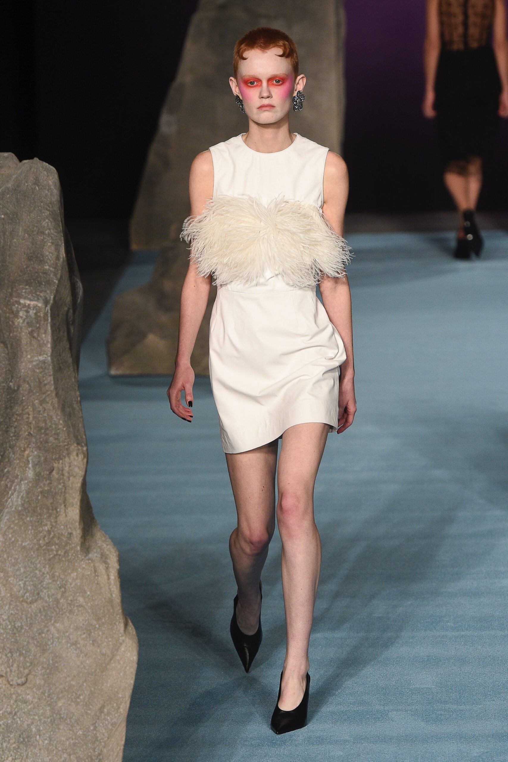white silk fitted dress