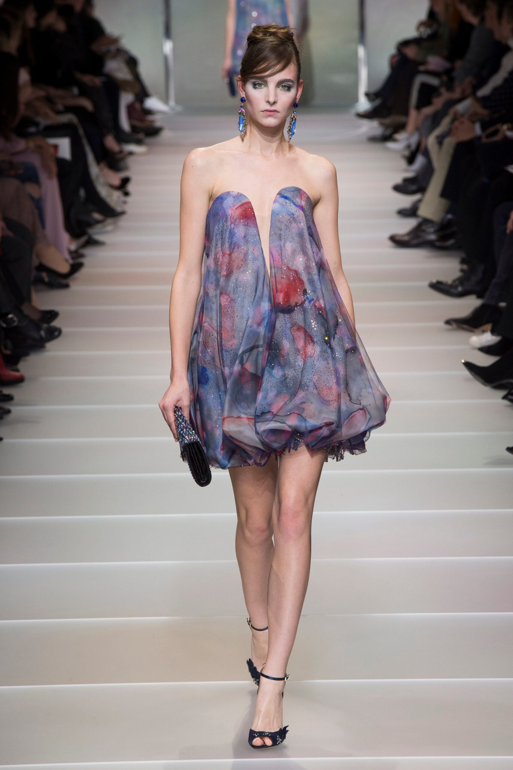 blue purple pink silk mini dress