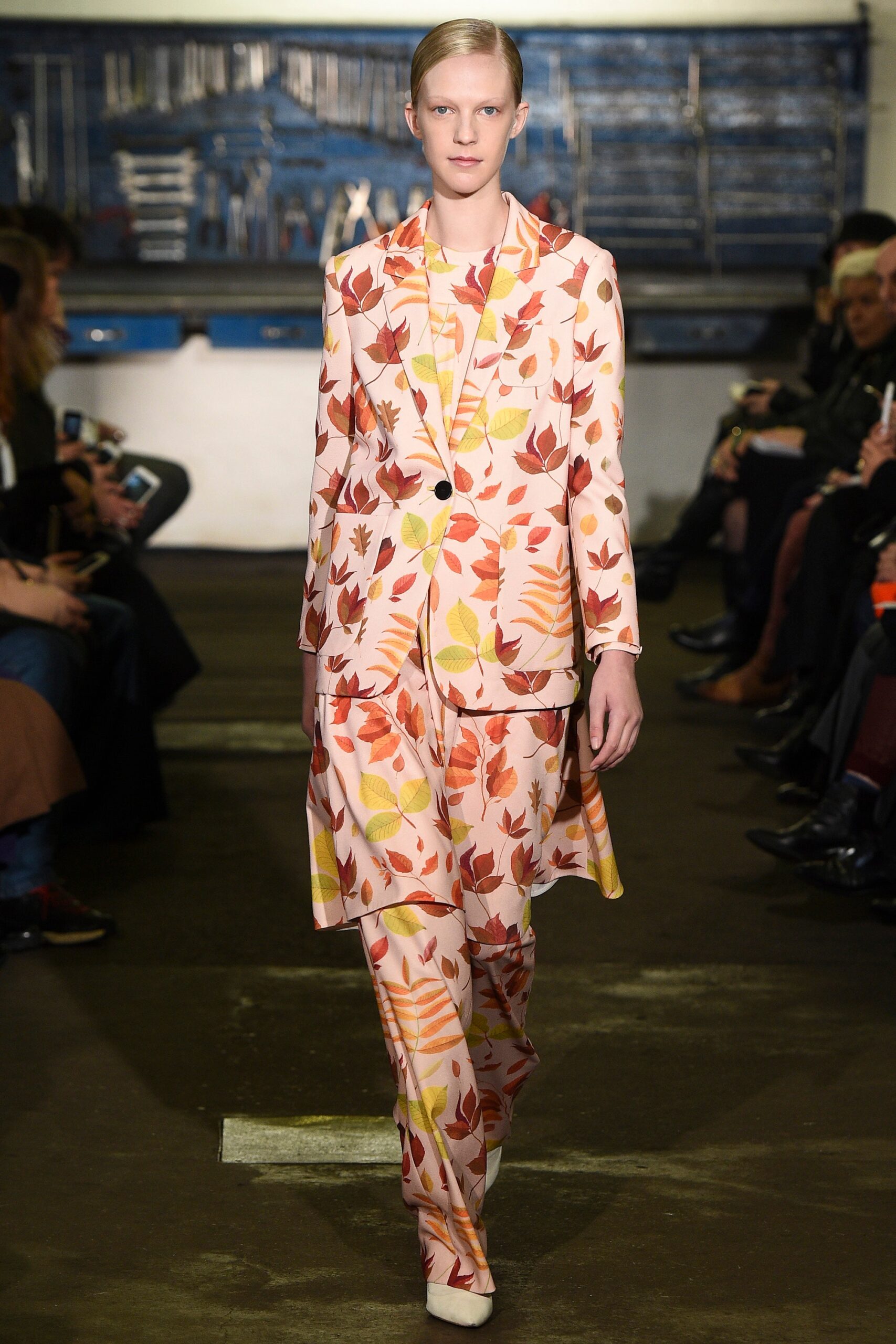 printed pink and orange suit