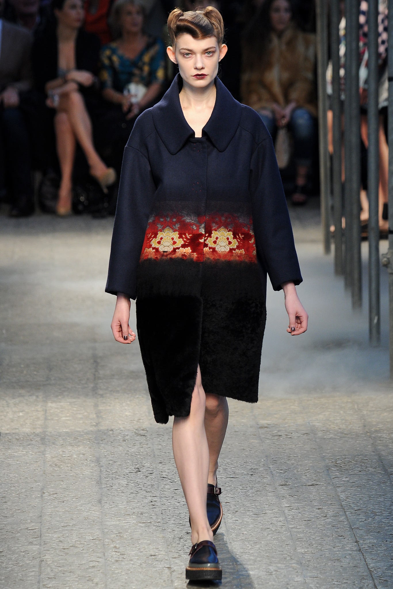 color-blocked wool relaxed coat