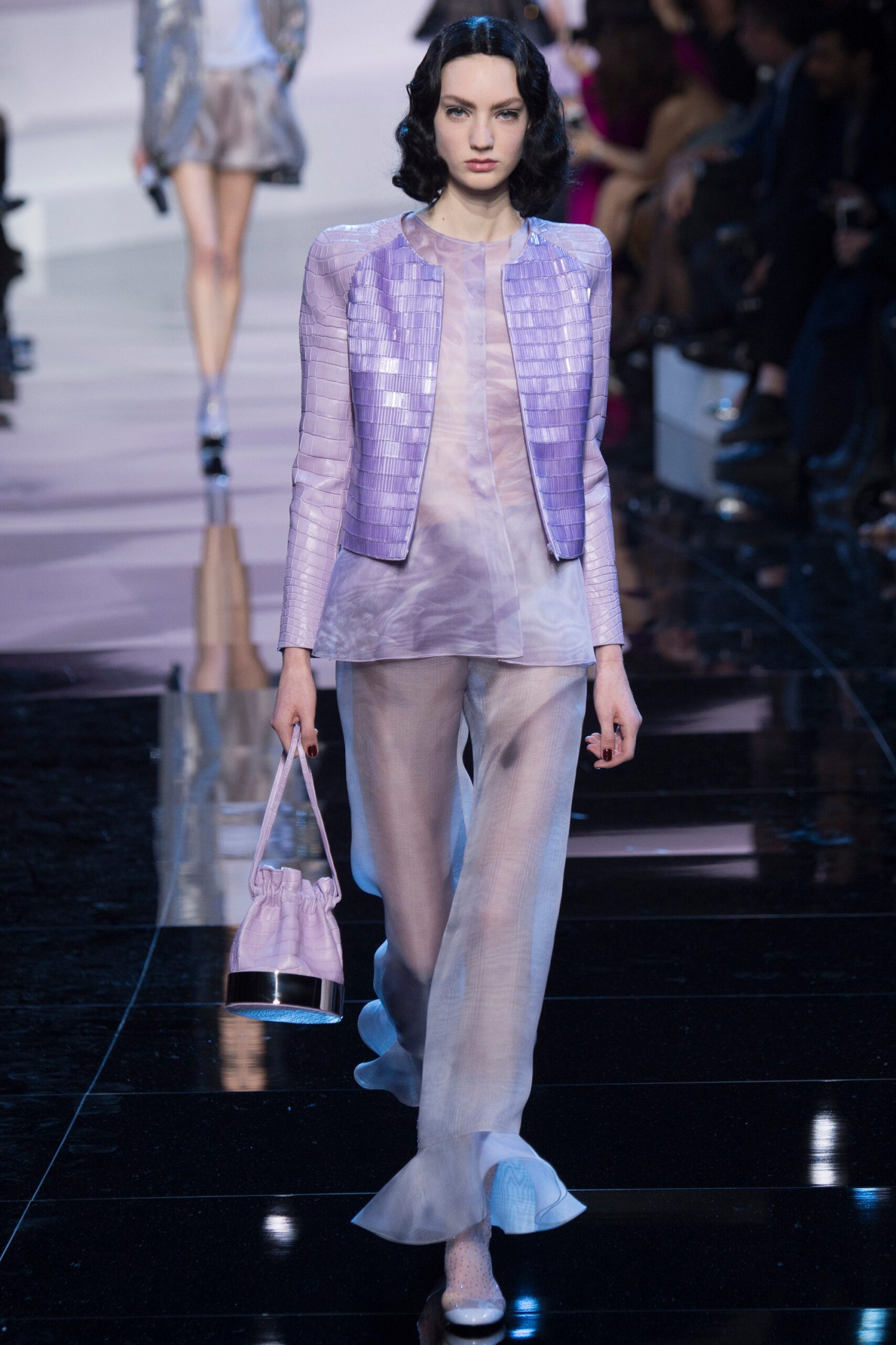 purple silk fitted jacket and top