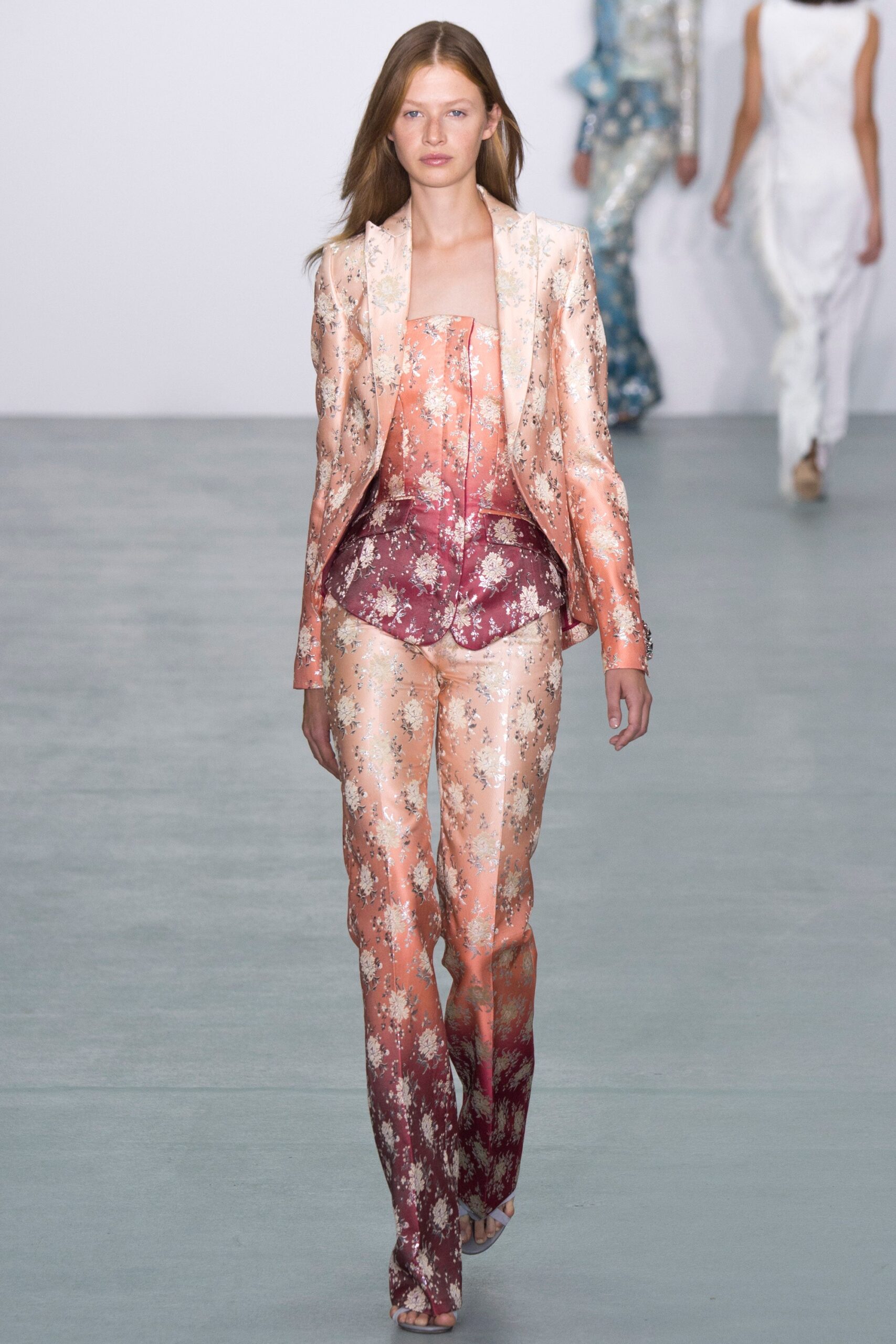 floral silk fitted suit
