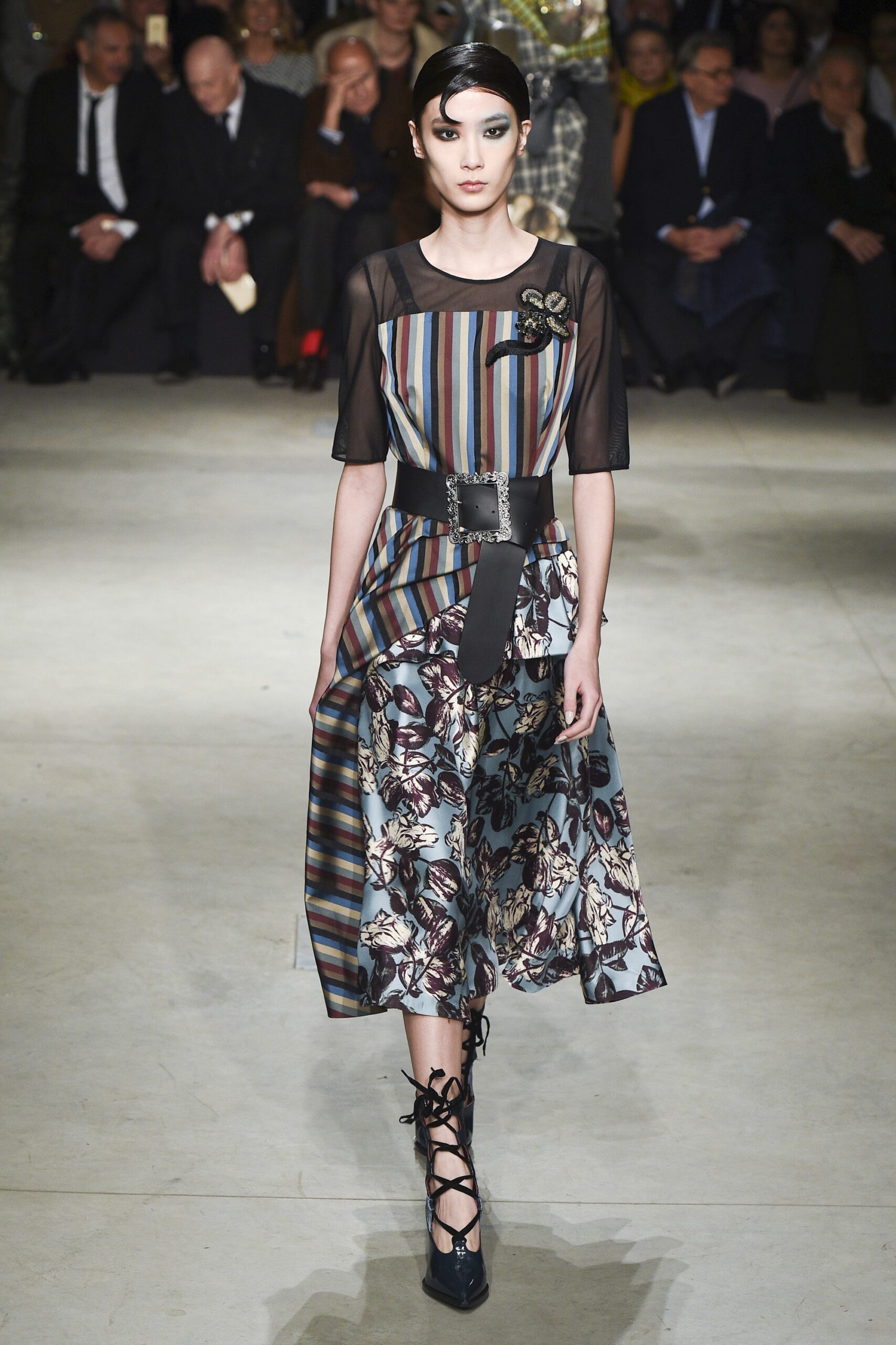multi-colored silk midi dress