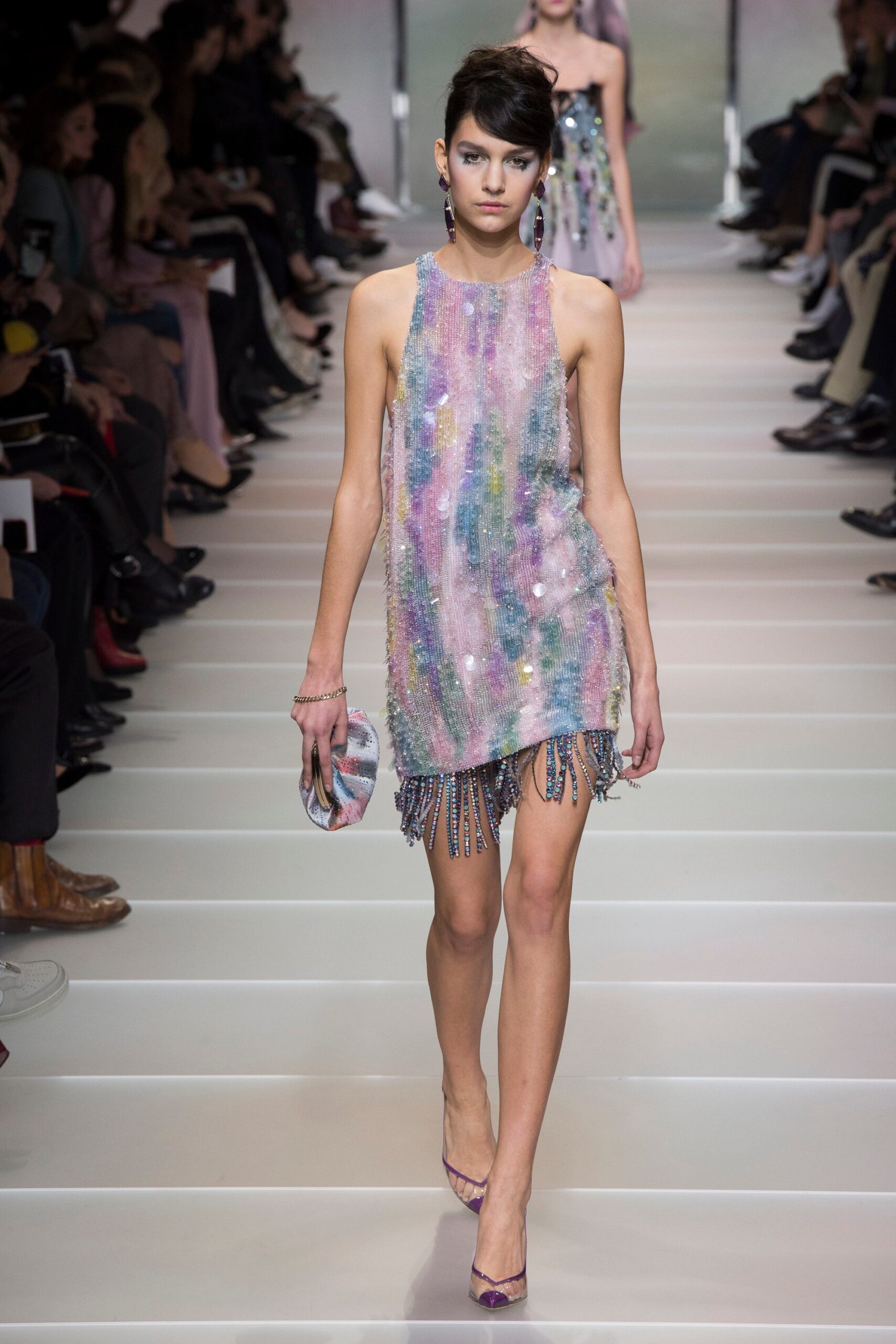 multi-colored sequined sleeveless dress