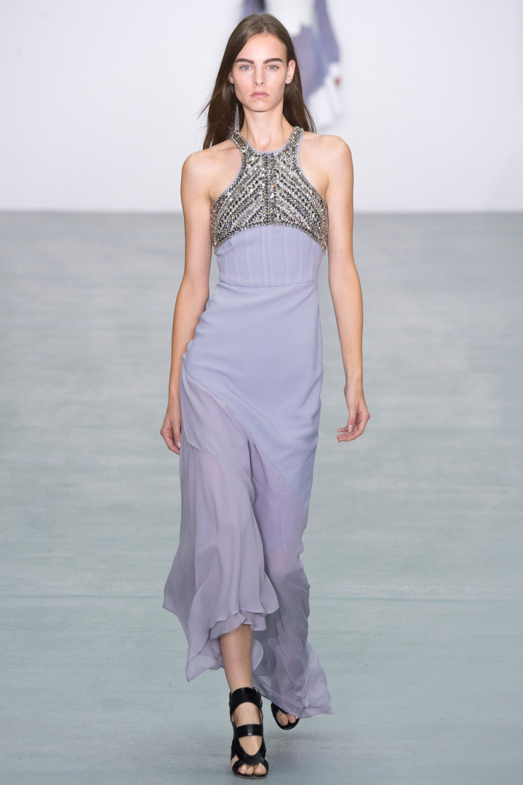 lavender silk sleeveless gown
