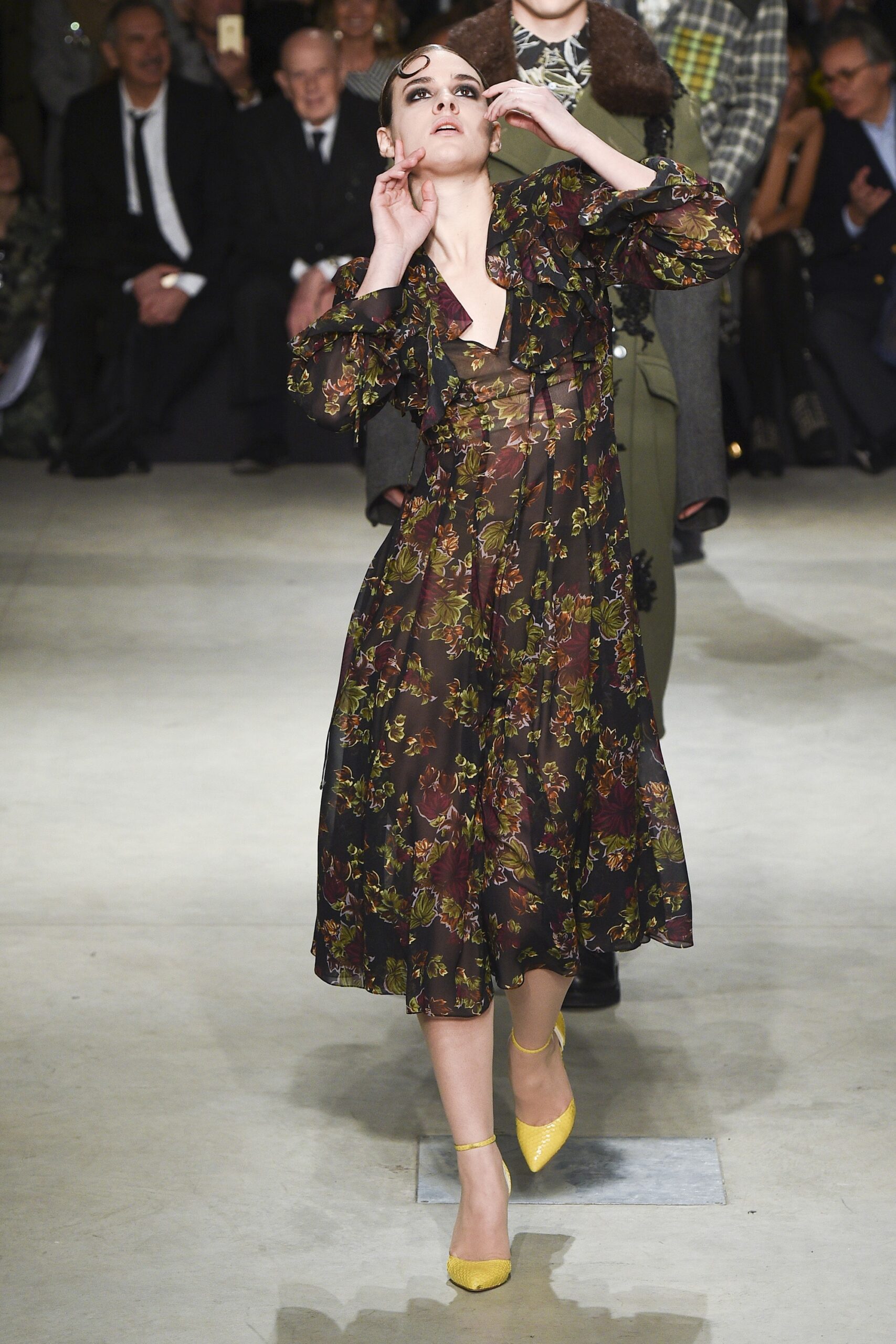 black floral midi dress