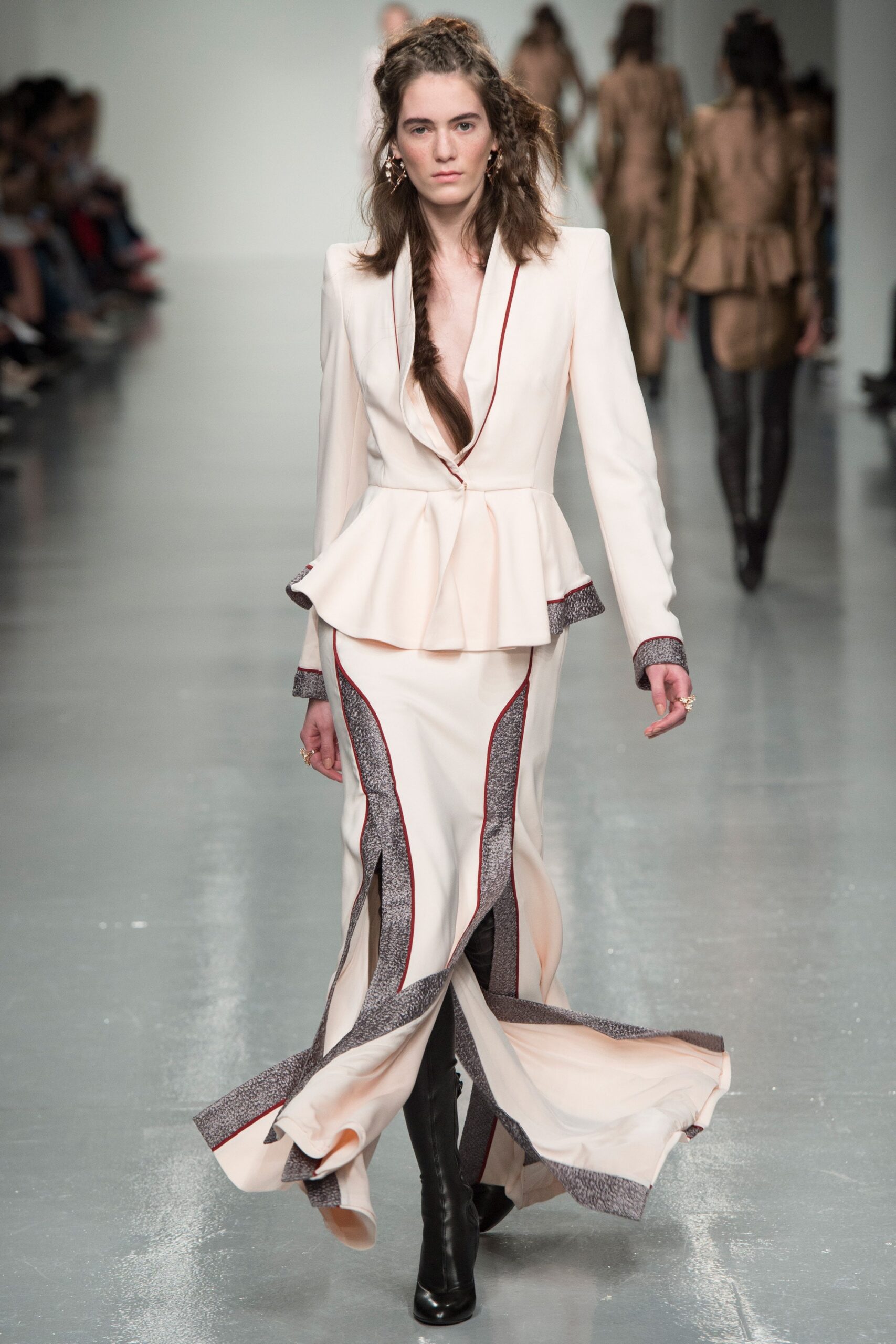 beige silk fitted gown