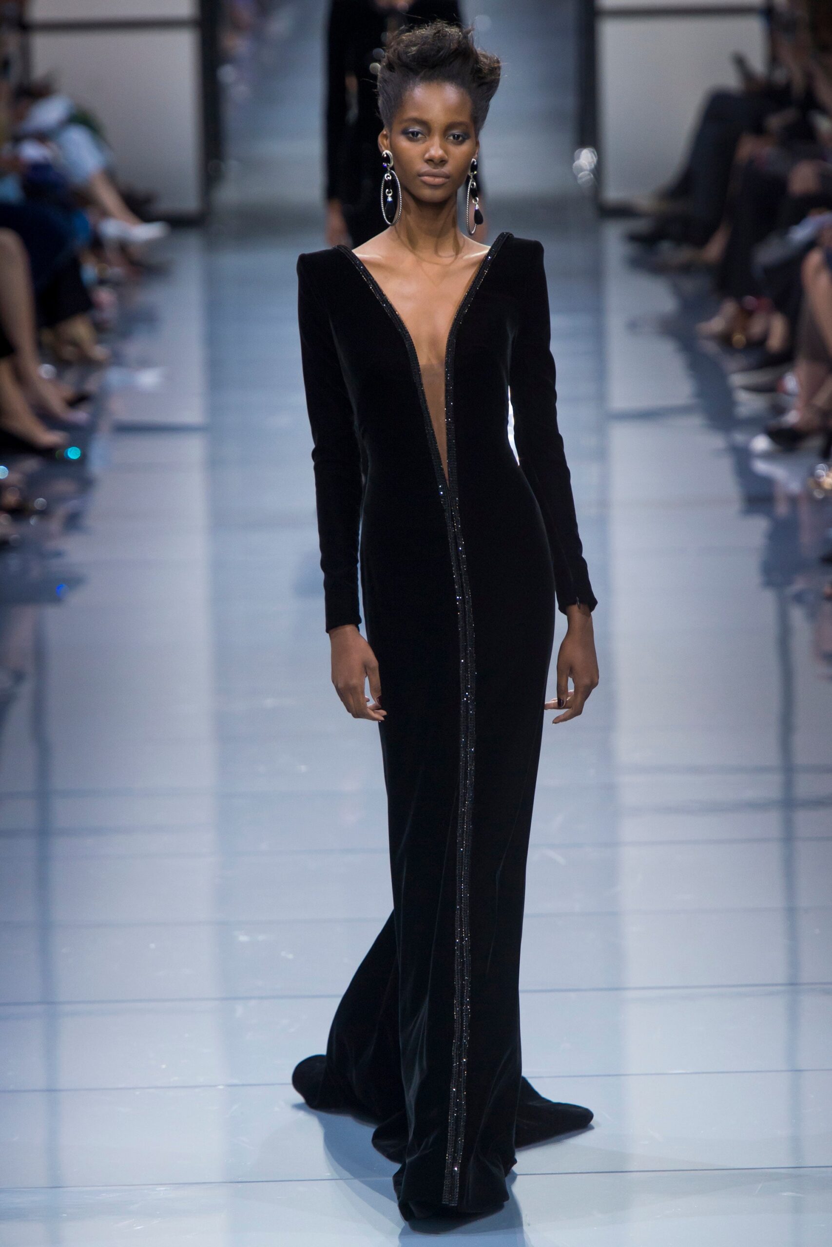 black velvet fitted gown