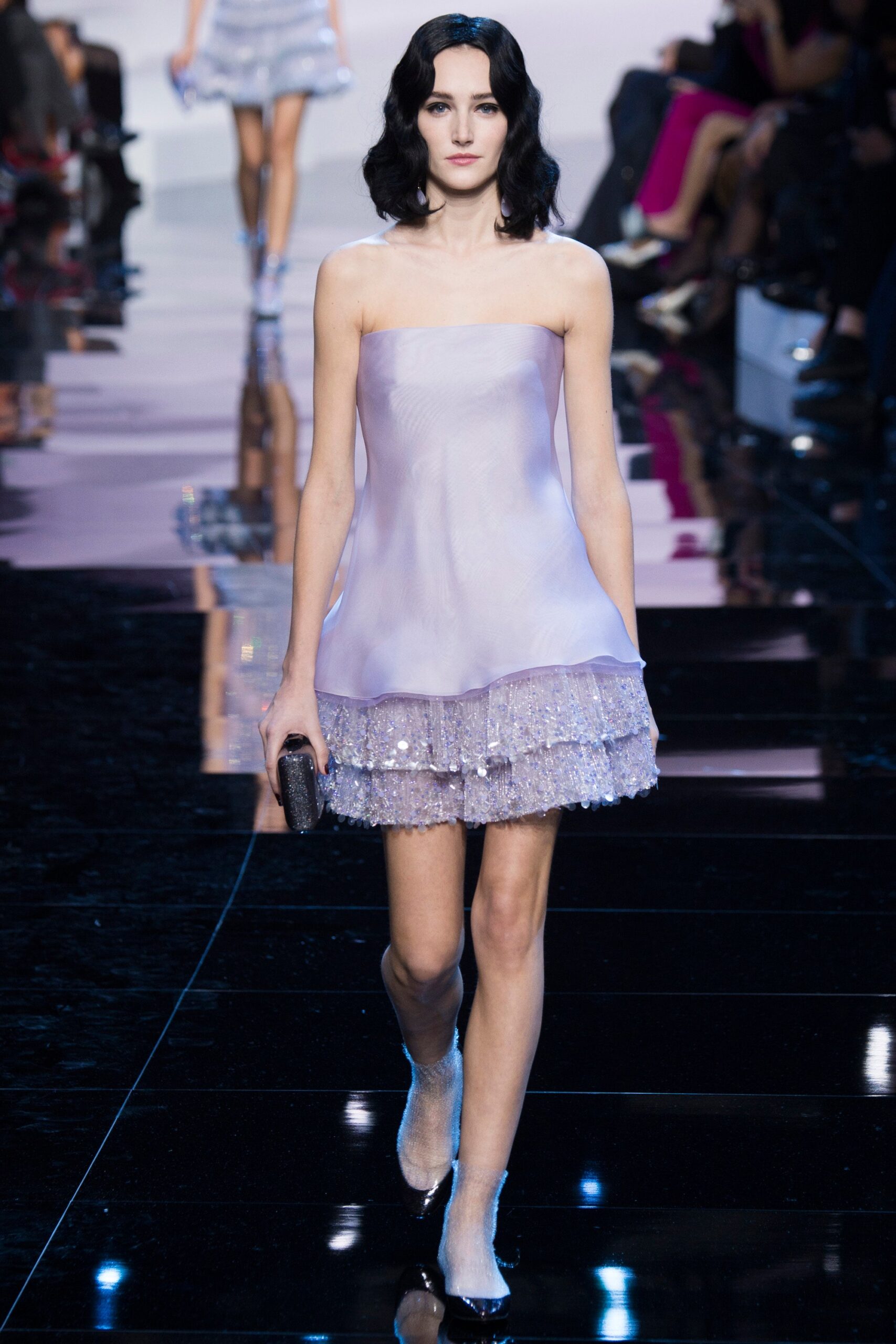 purple silk strapless mini dress