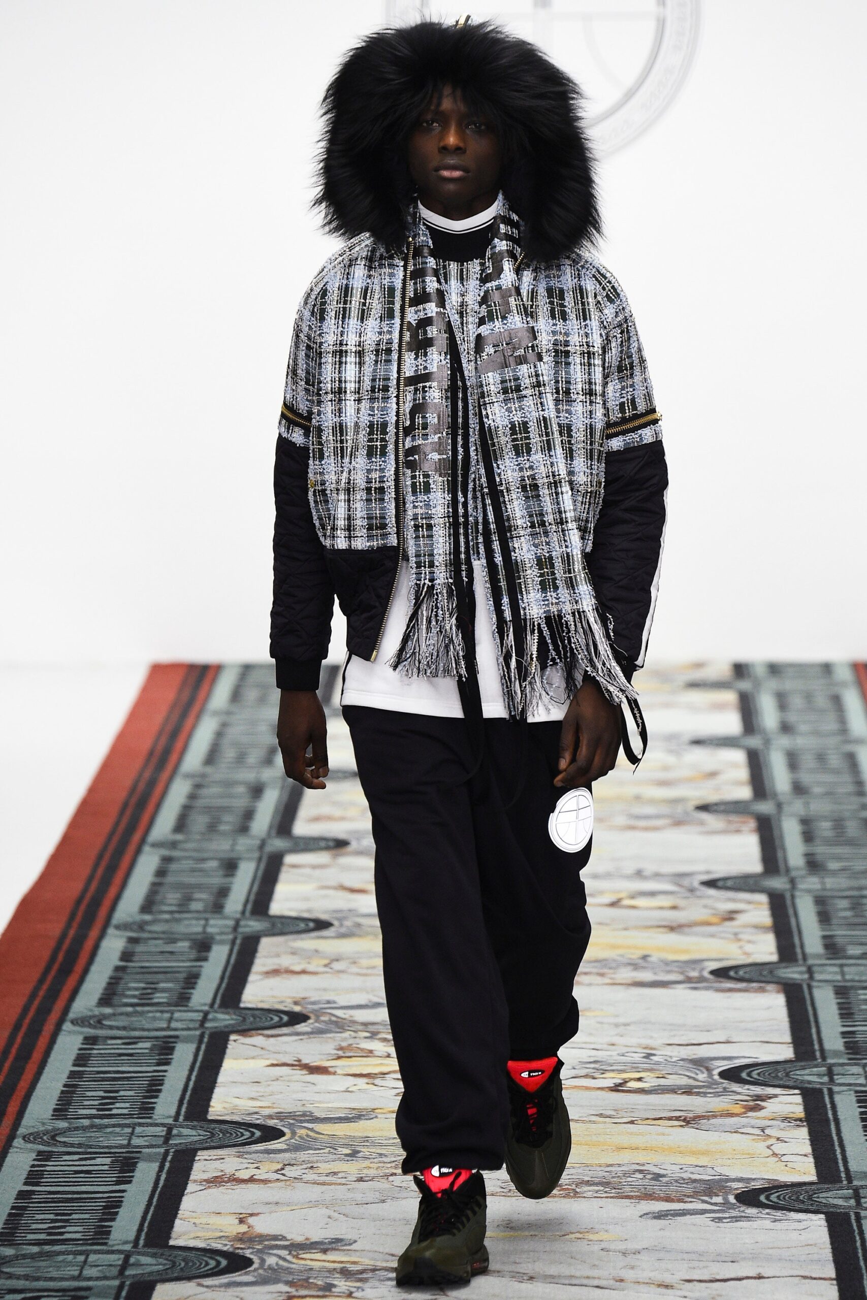 black and white checked jacket with hood