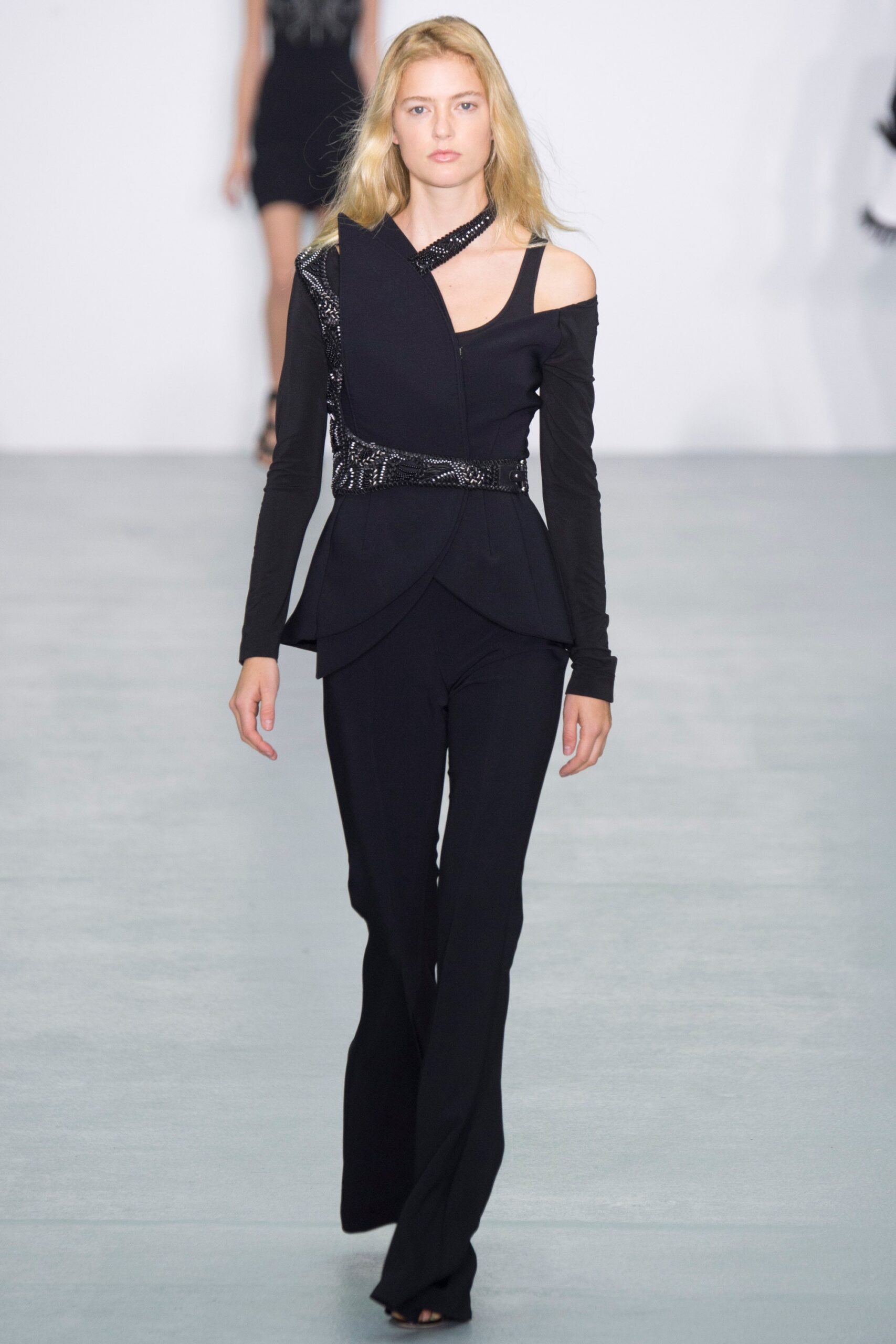black fitted top and pants