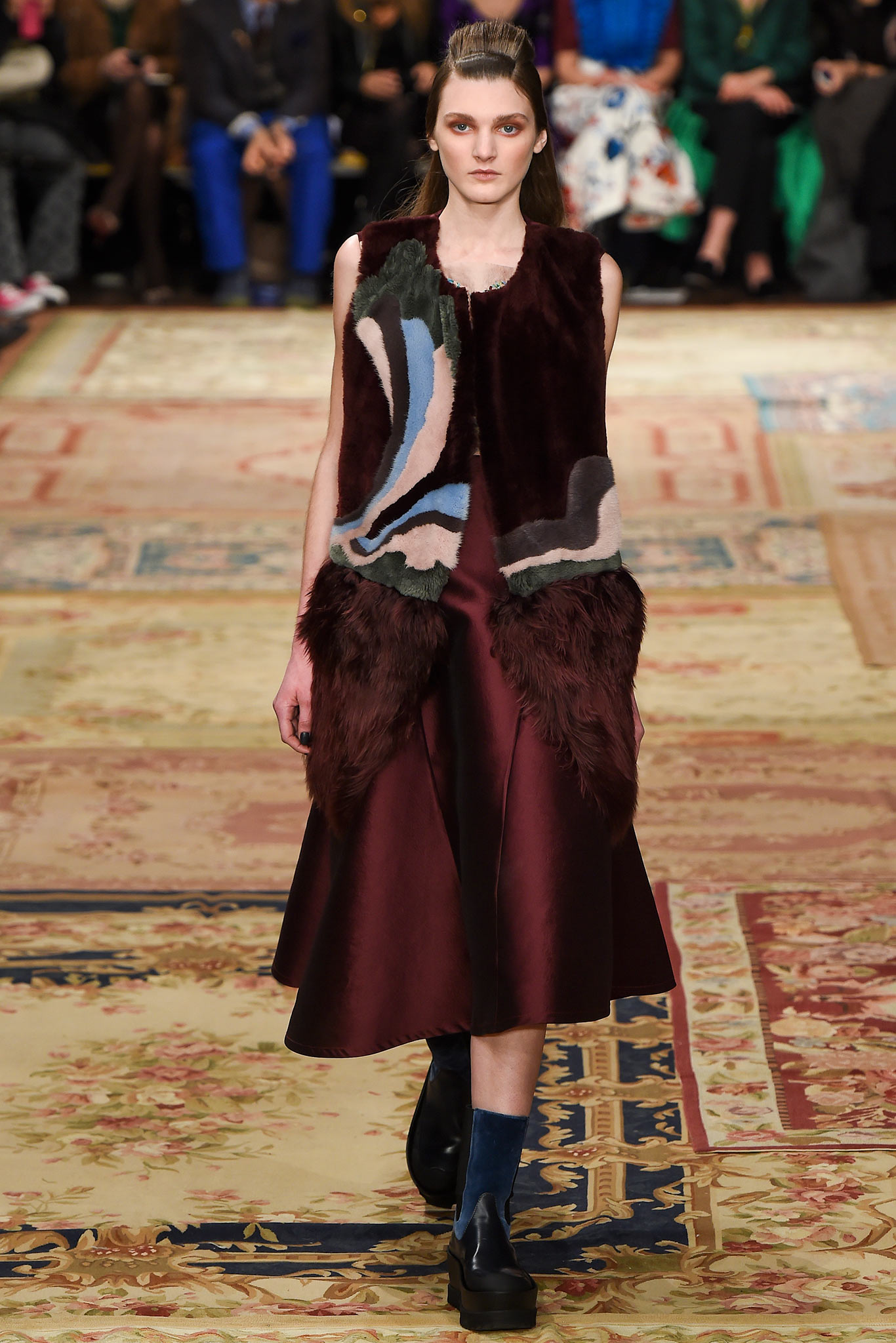 red fur relaxed layered vest