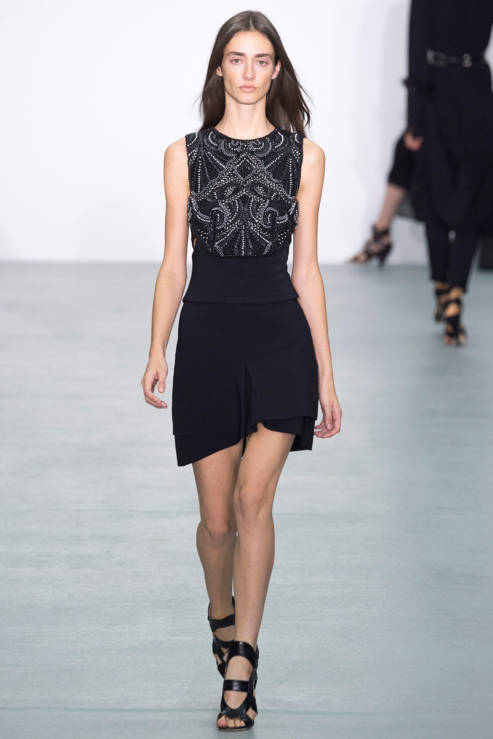 black silk sleeveless mini dress