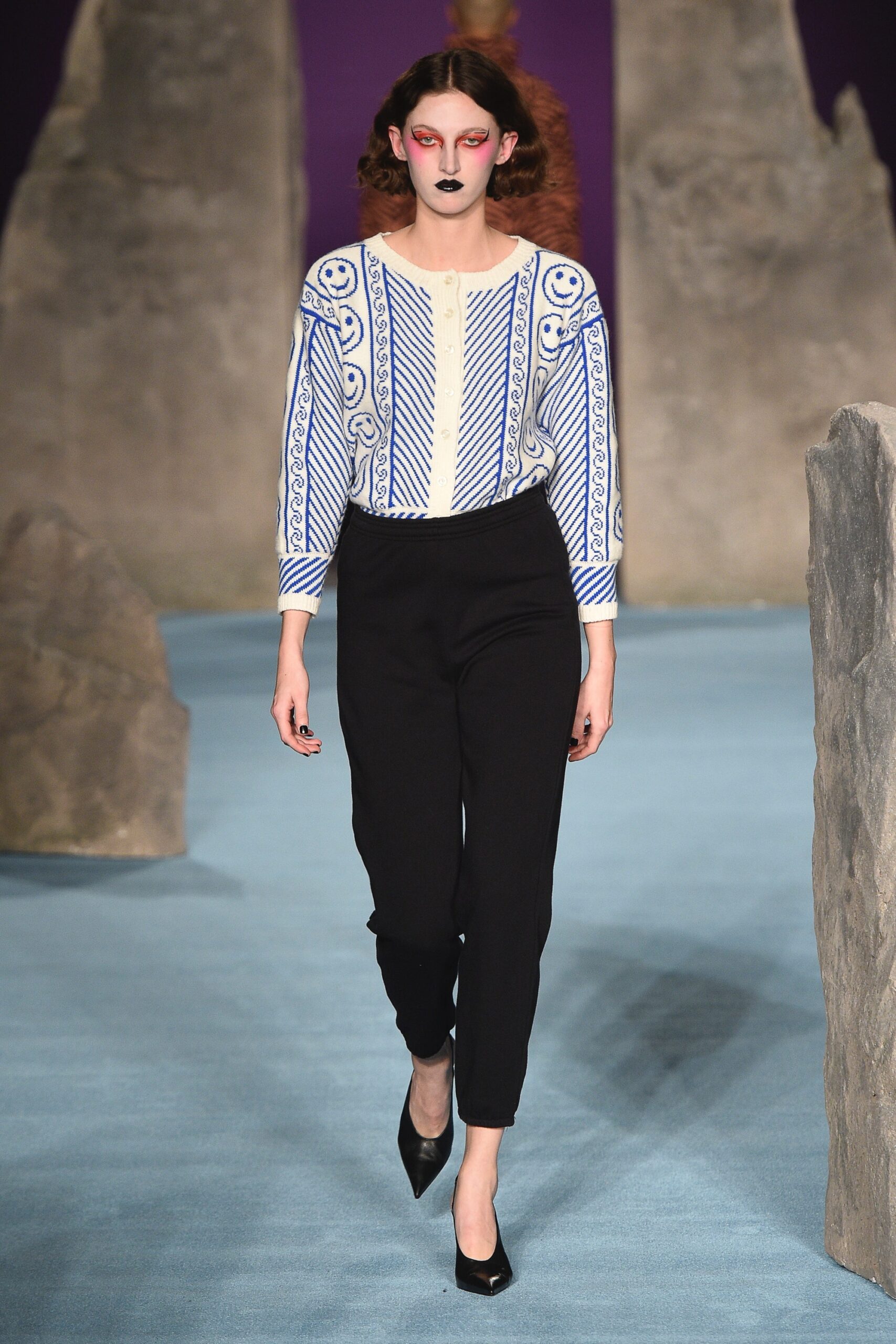 fitted blouse and slim pants