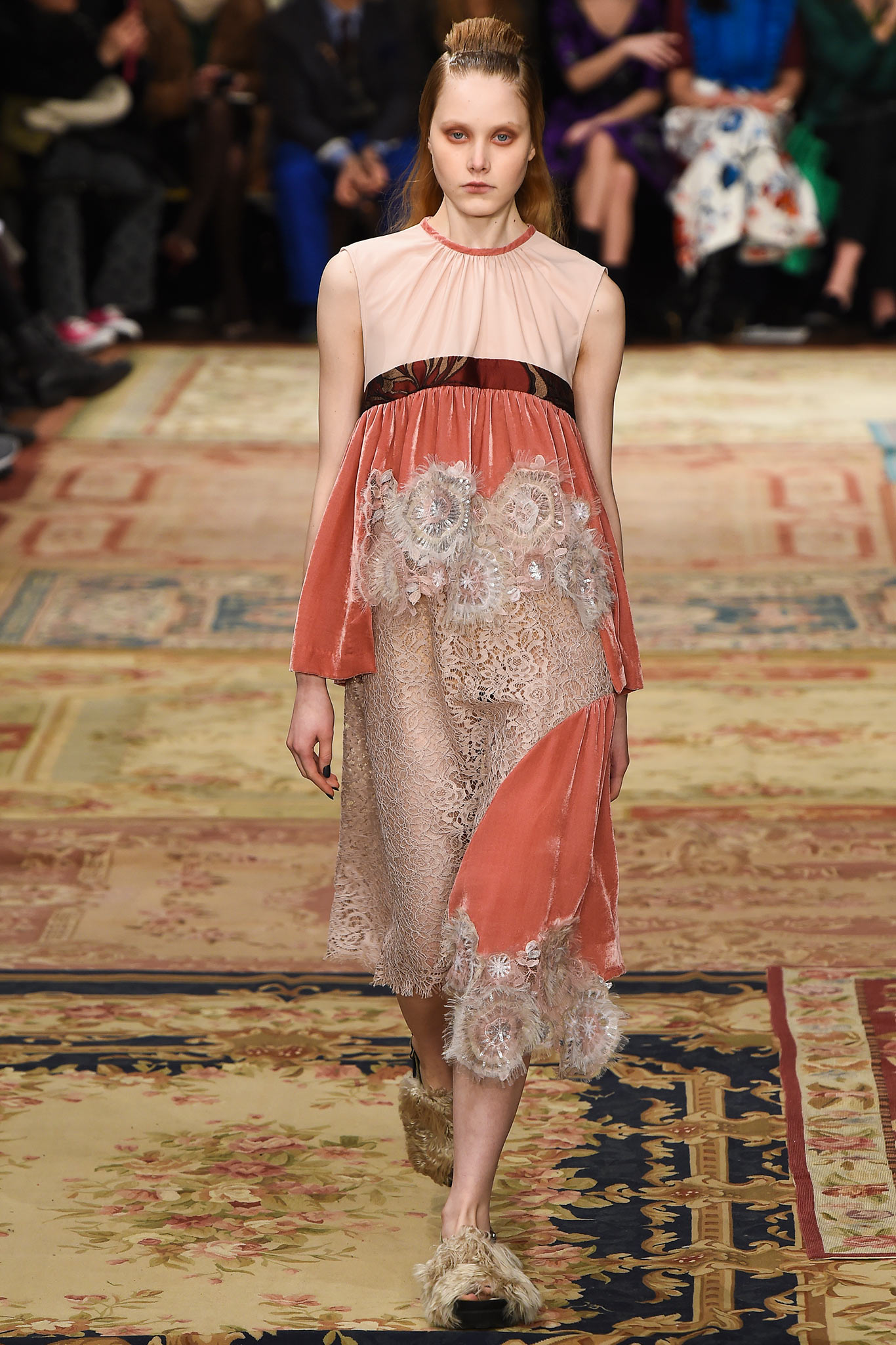 pink beige coral layered midi dress