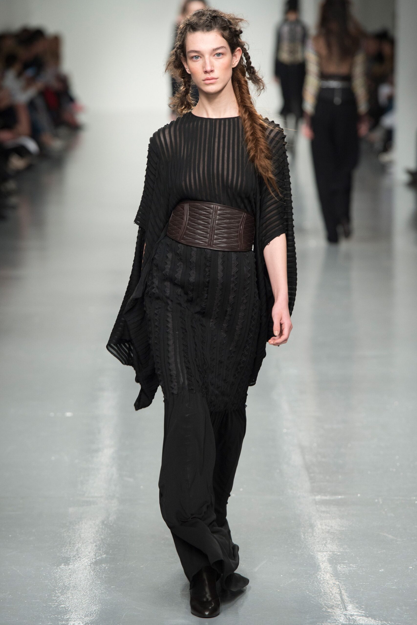 black cotton sleeveless v-neck relaxed pleated layered dress