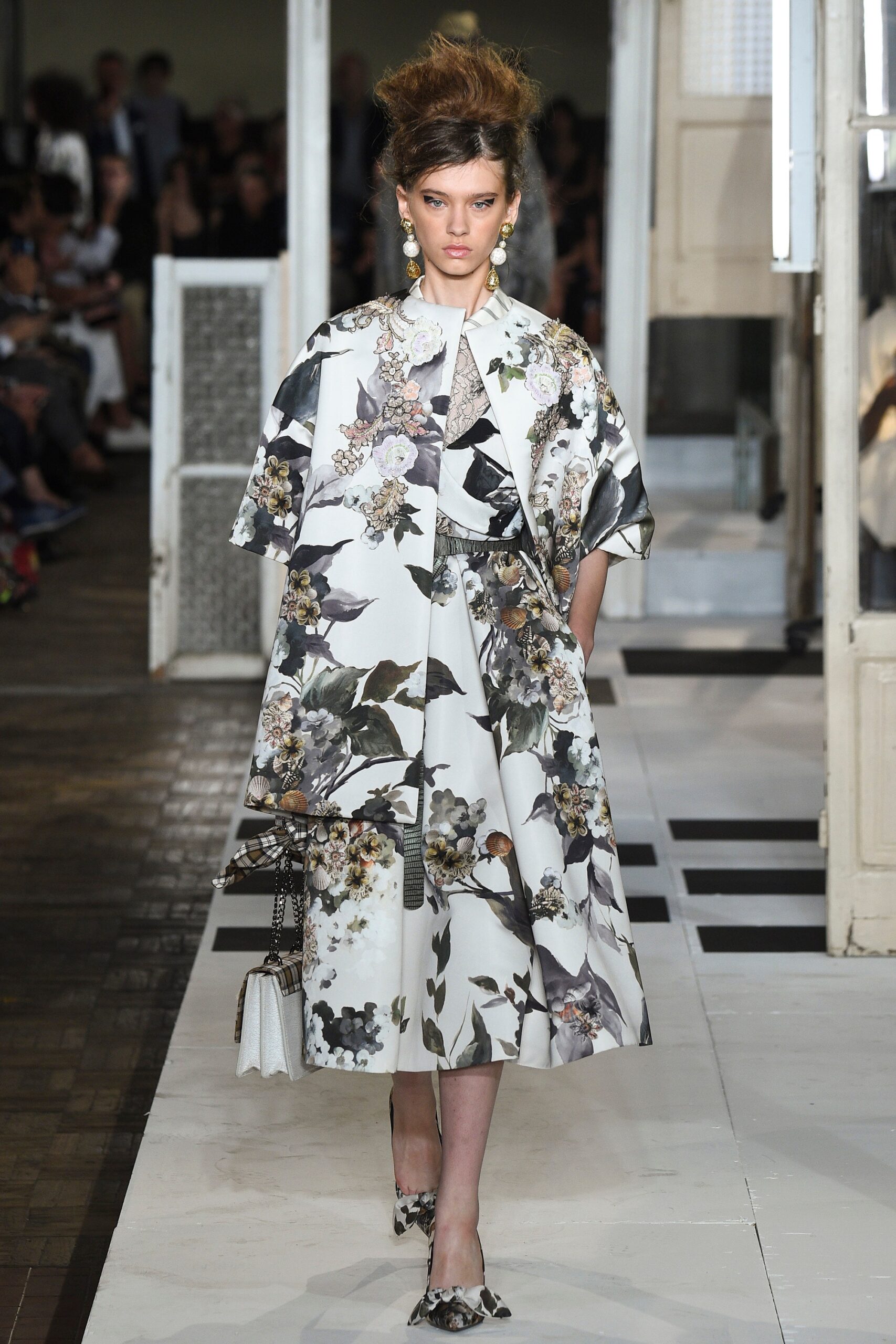 floral midi dress with accessories
