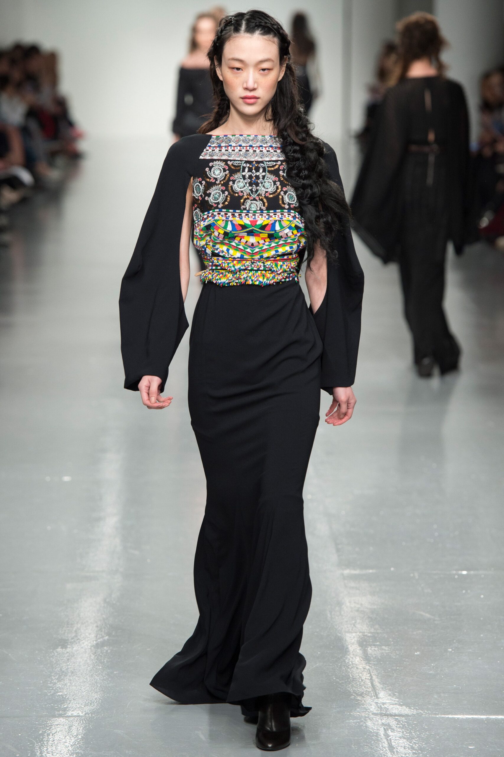 black silk fitted gown