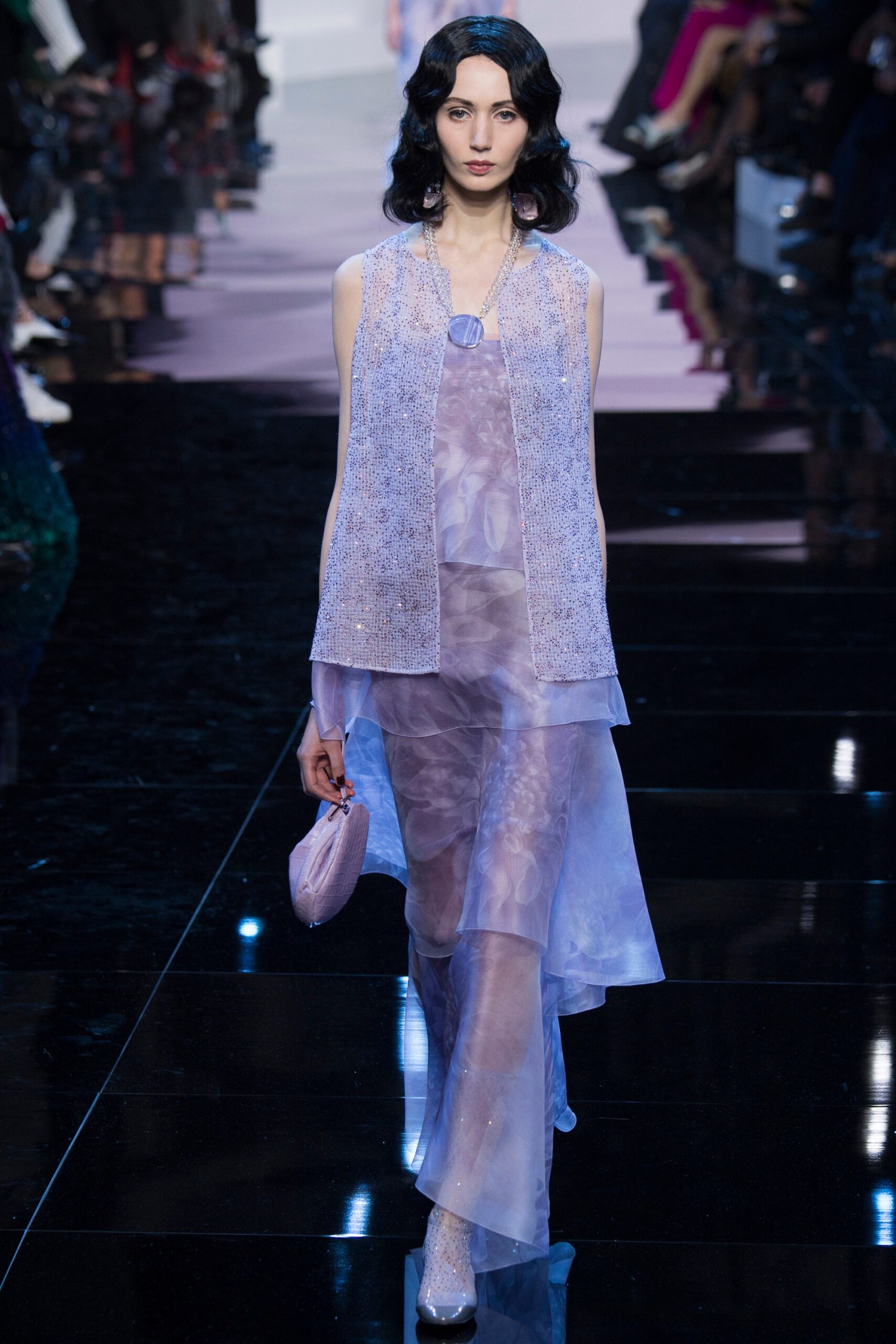 purple layered silk dress