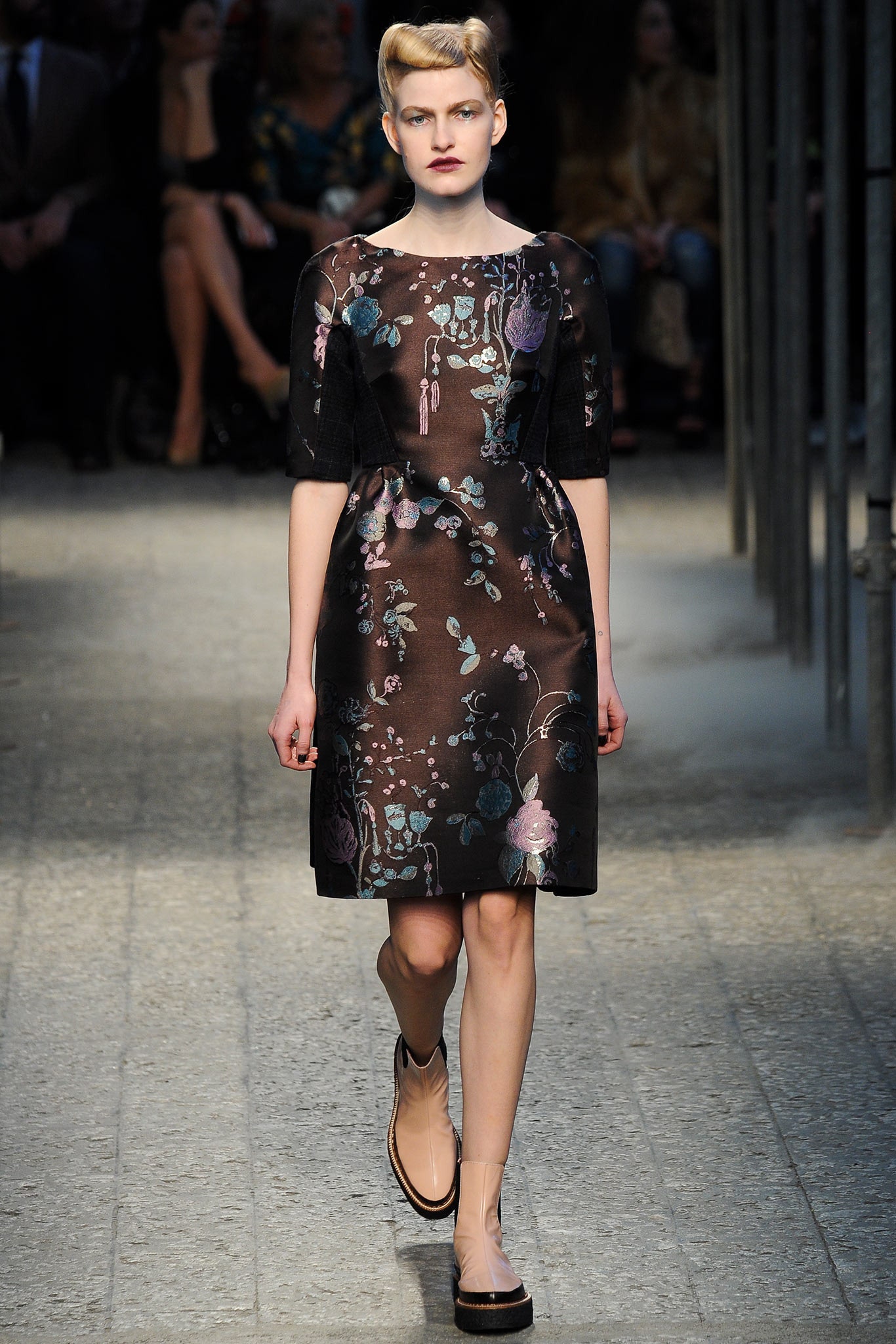 black silk floral dress