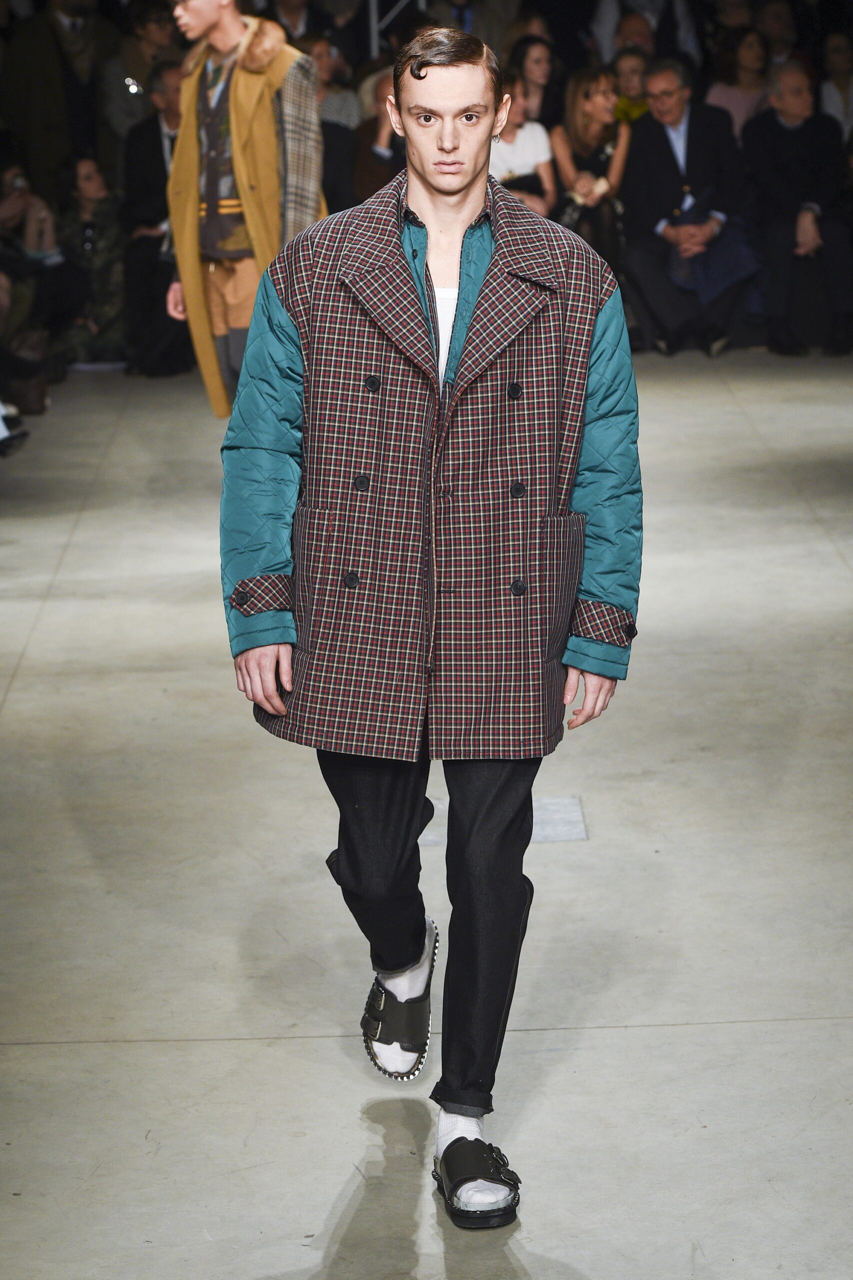brown and blue relaxed jacket