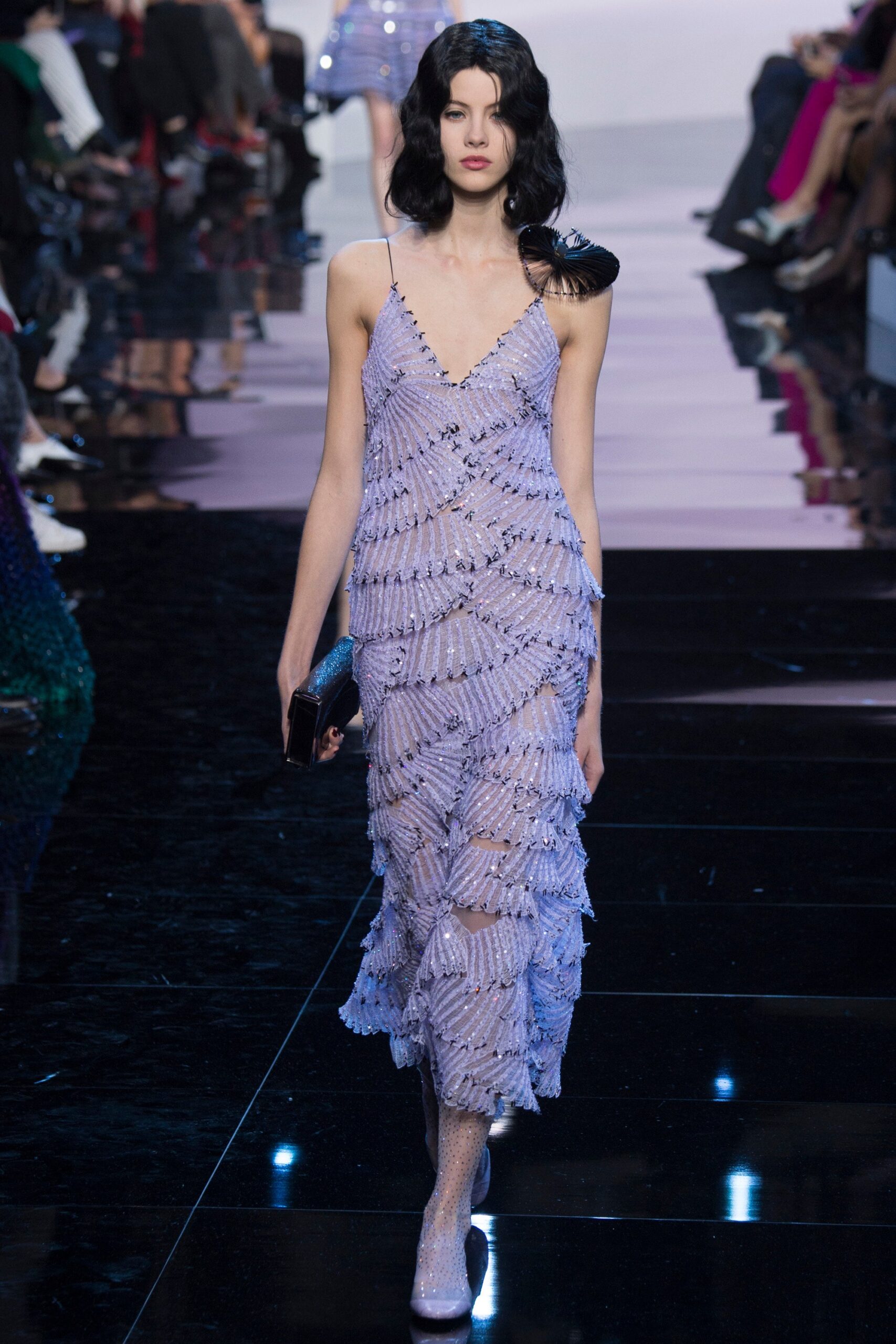fitted purple silk midi dress