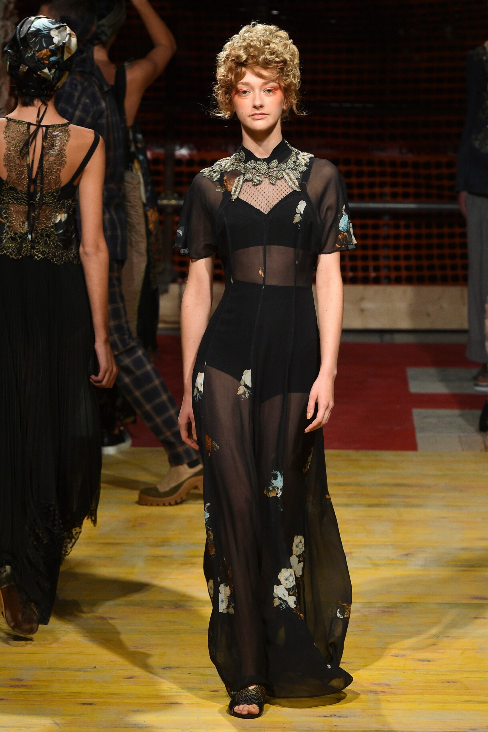 black sheer layered maxi dress