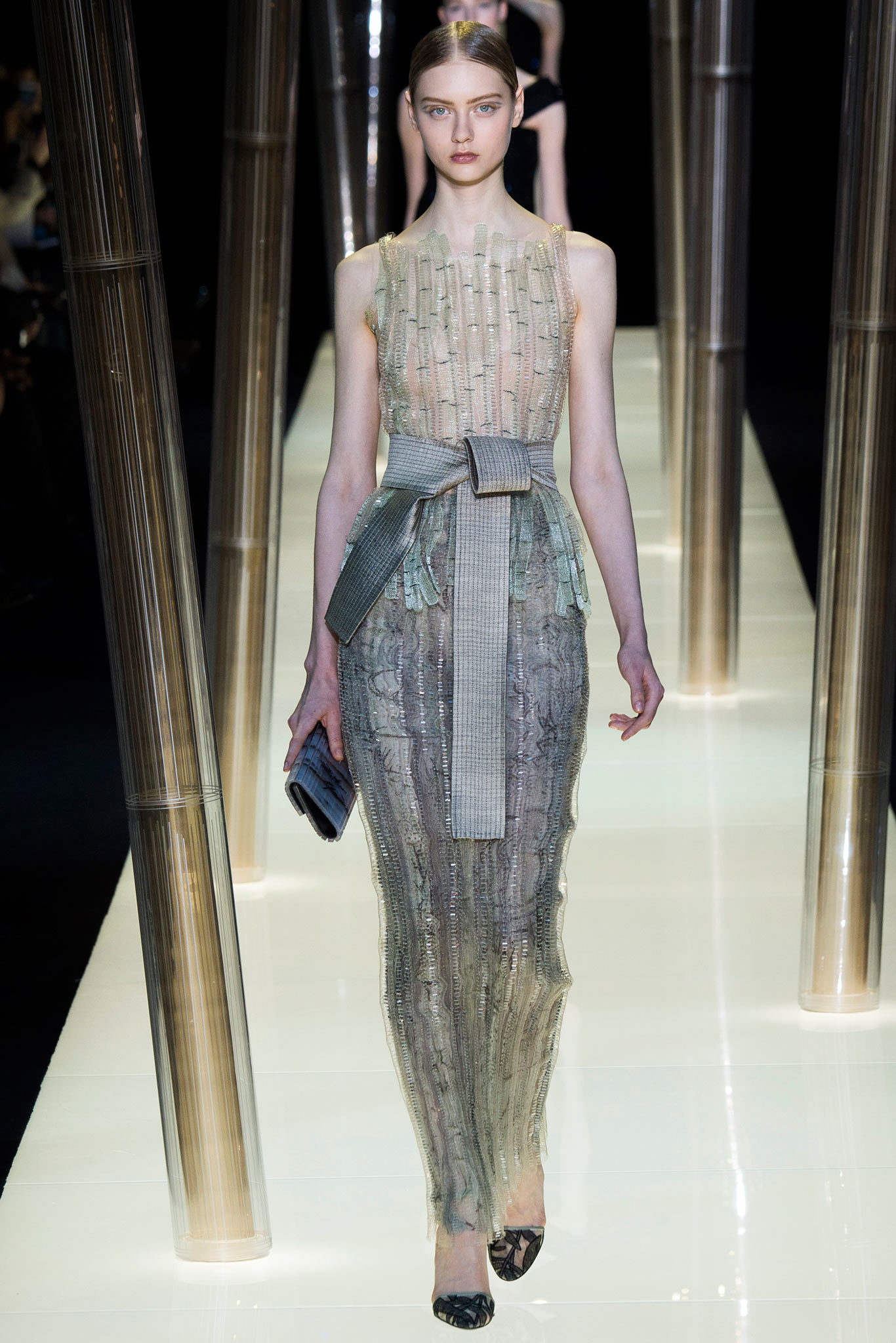 gray green pleated midi dress