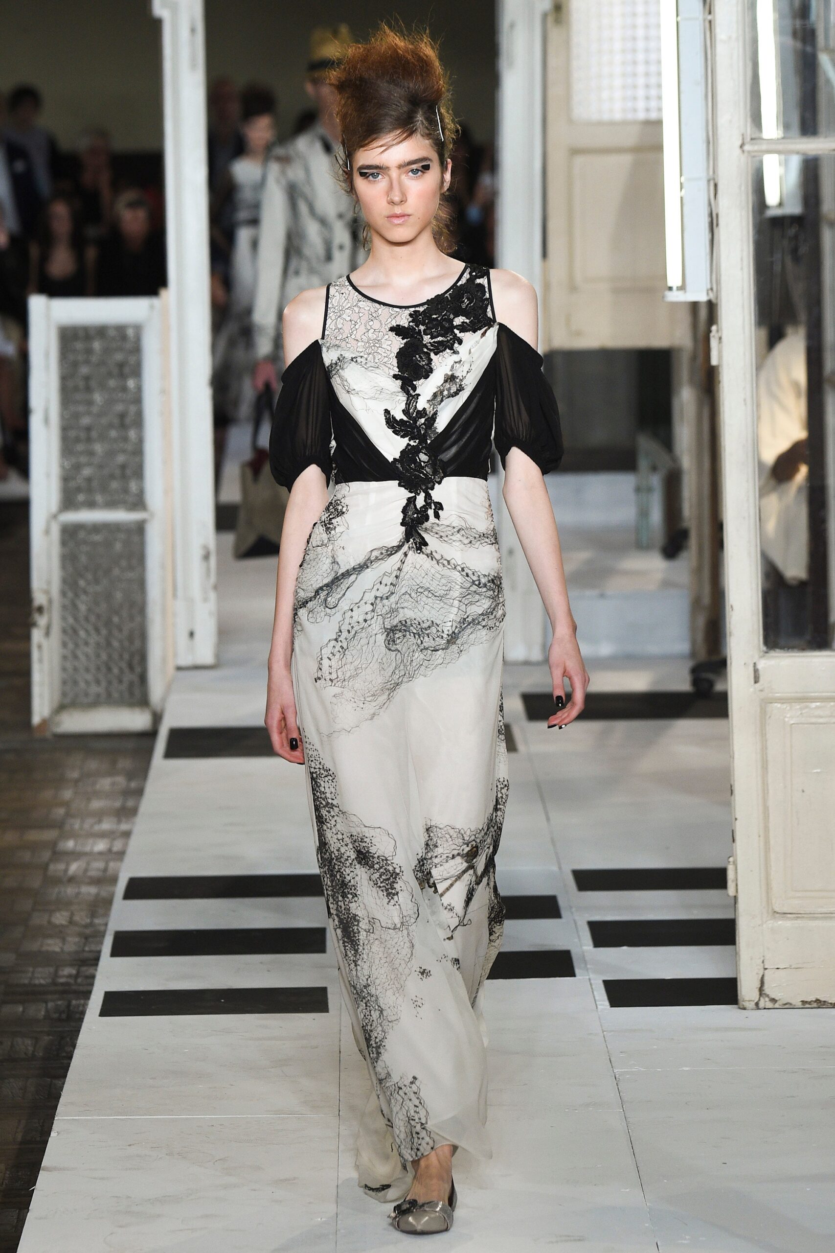 black and white embellished maxi dress