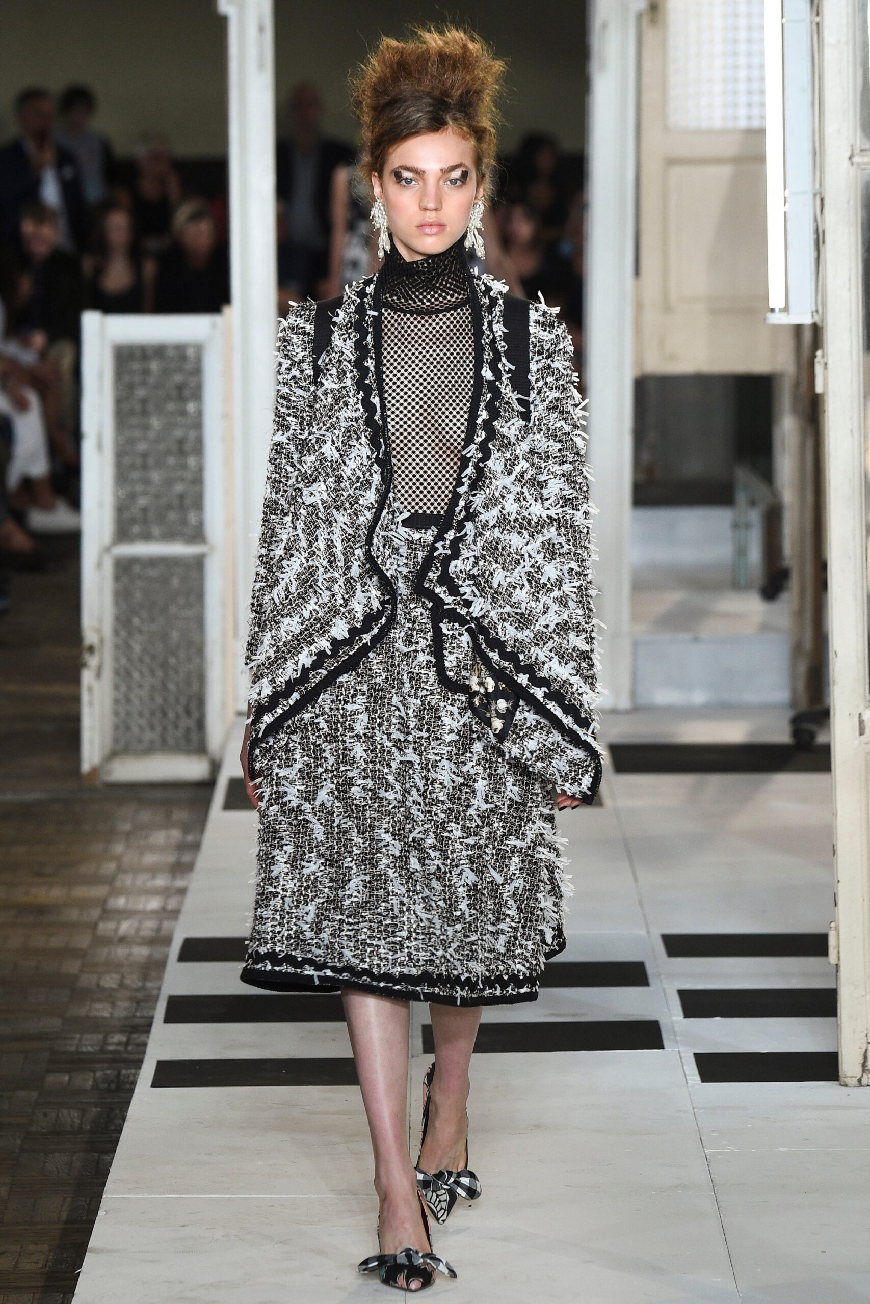 black and white layered dress and jacket