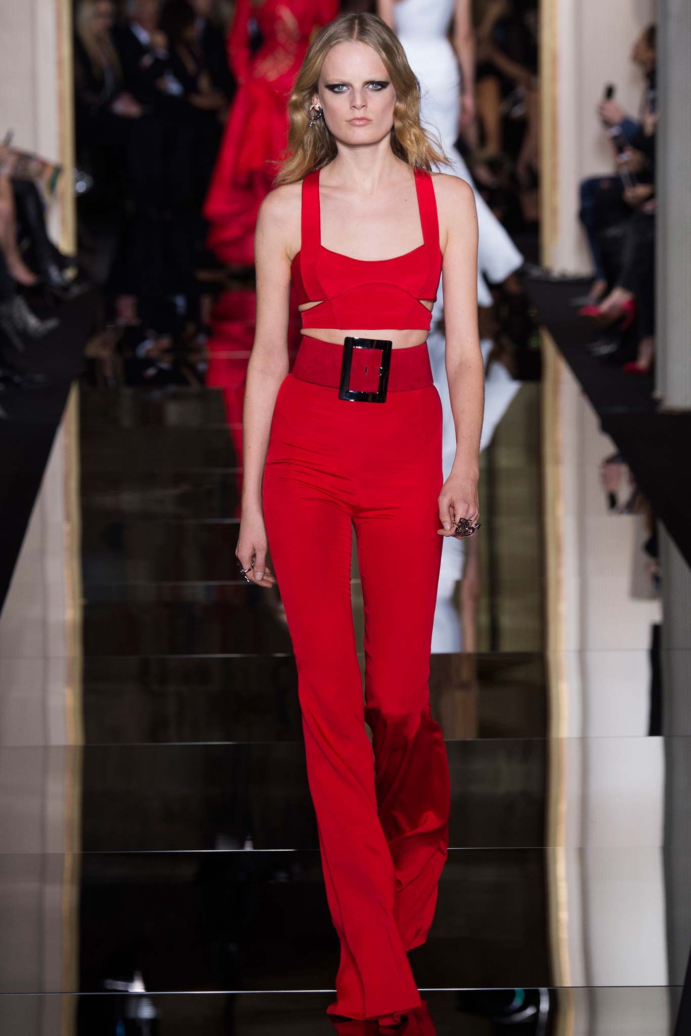 red fitted sleeveless jumpsuit